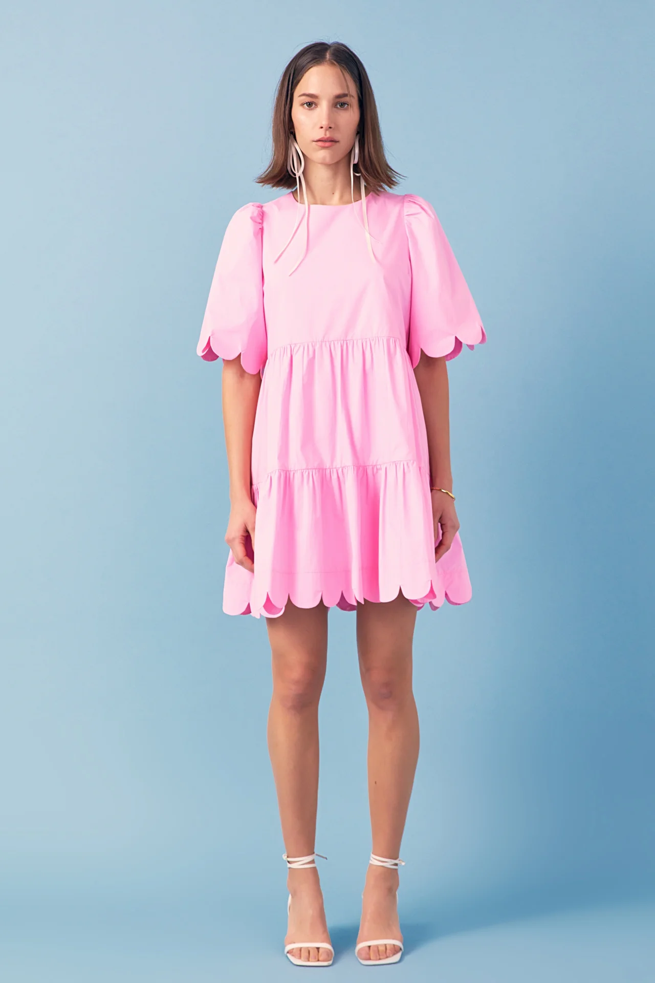 Scallop Detail Tiered Mini Dress - Image 12