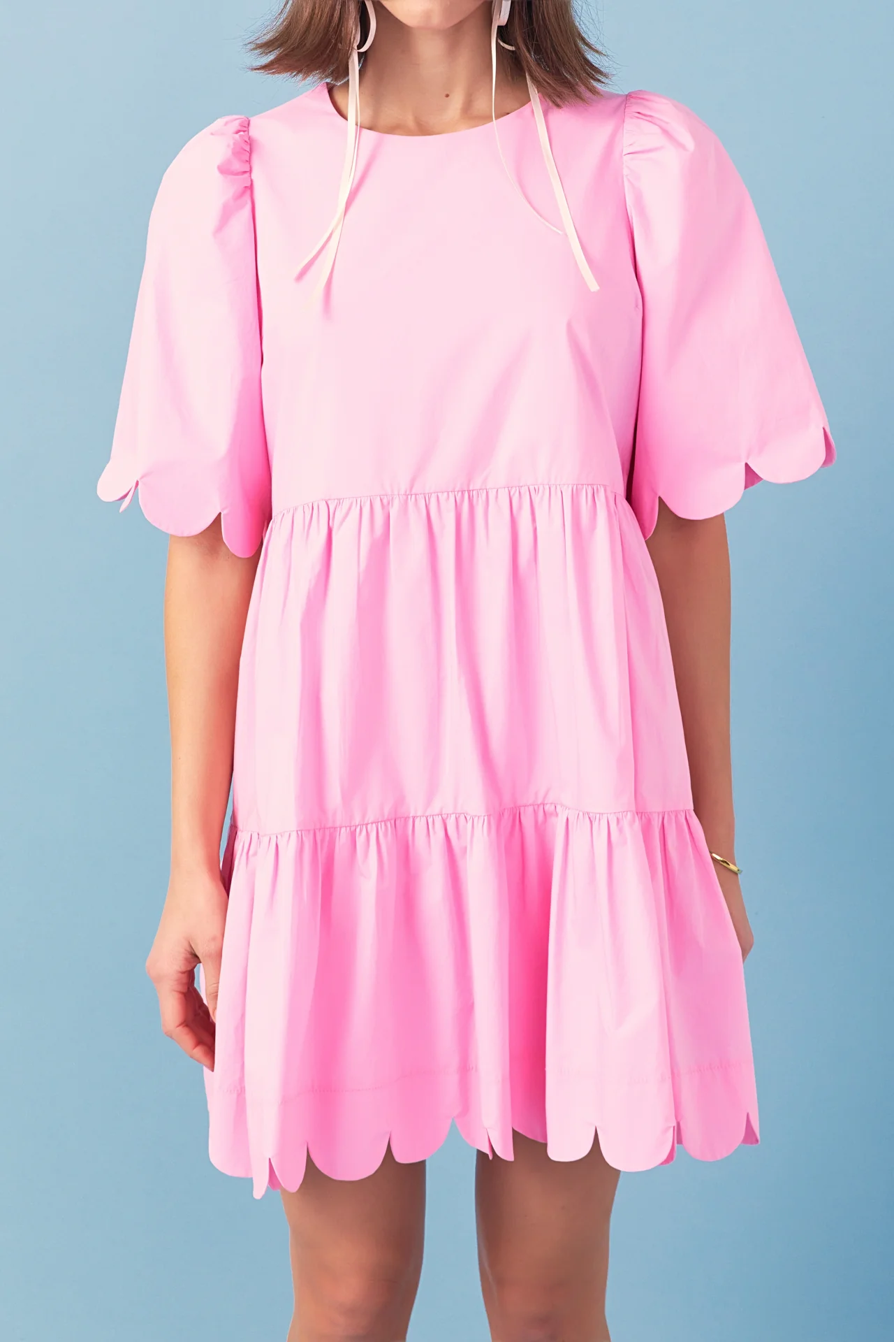 Scallop Detail Tiered Mini Dress - Image 13