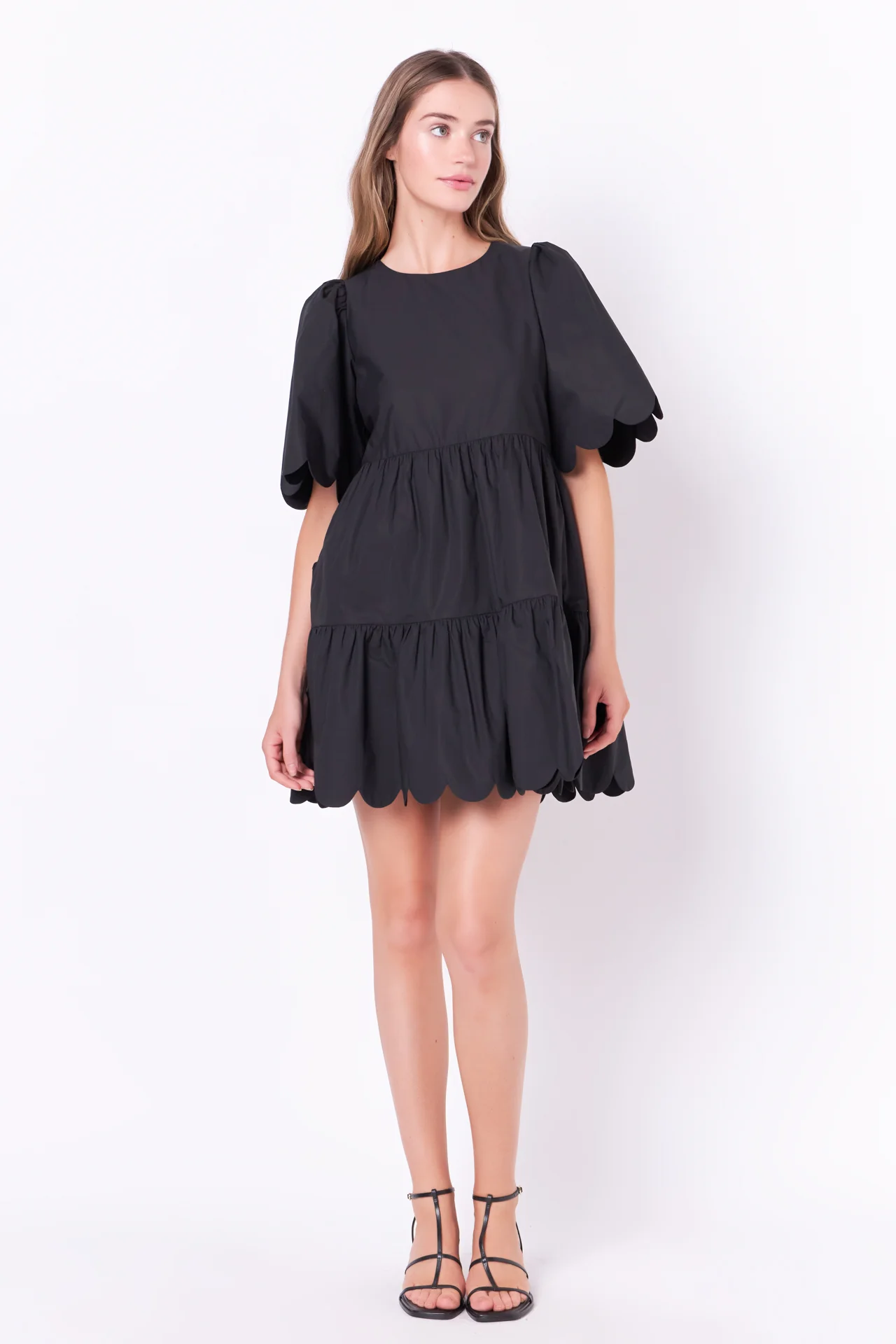 Scallop Detail Tiered Mini Dress - Image 17