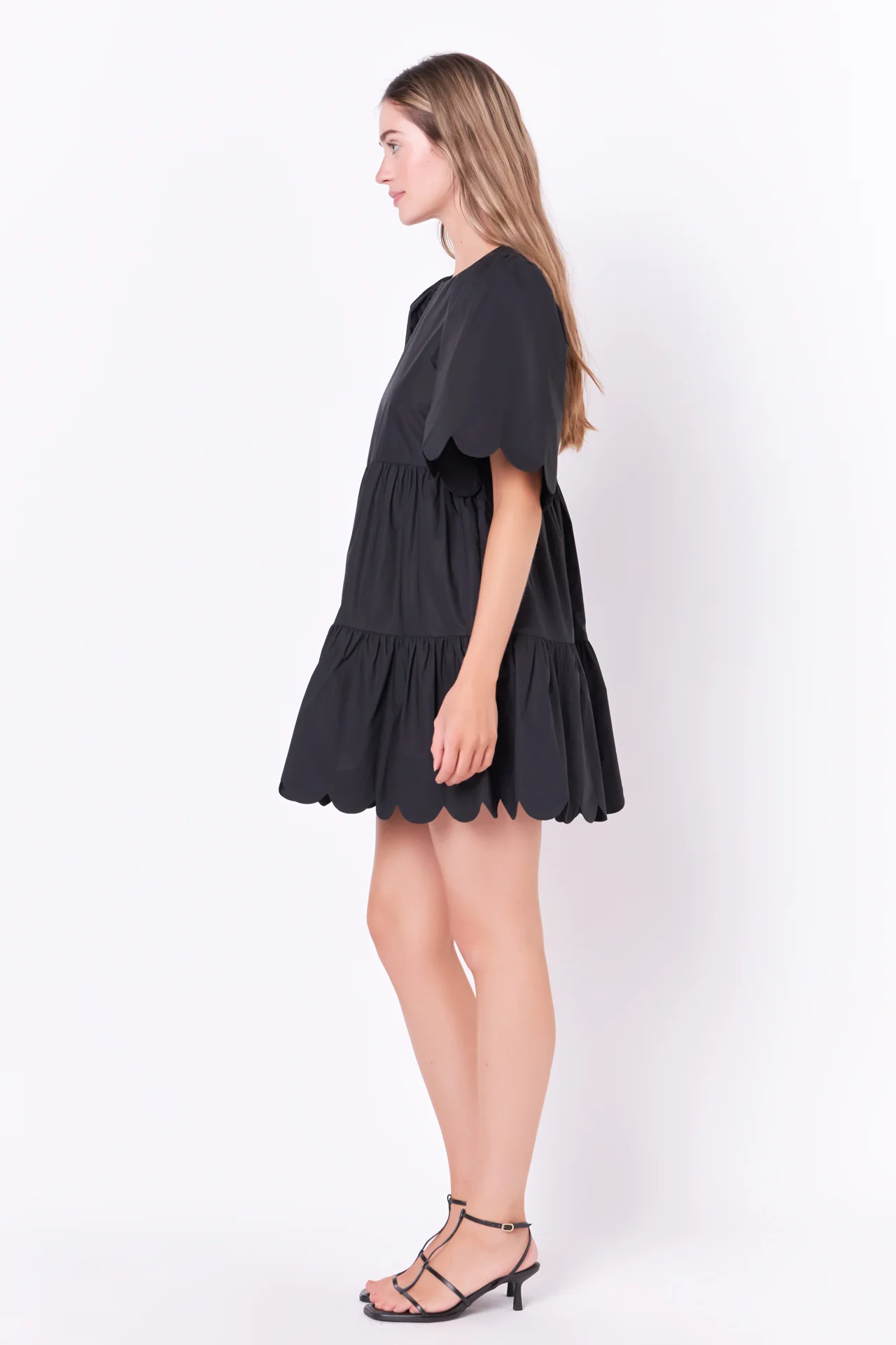 Scallop Detail Tiered Mini Dress - Image 19