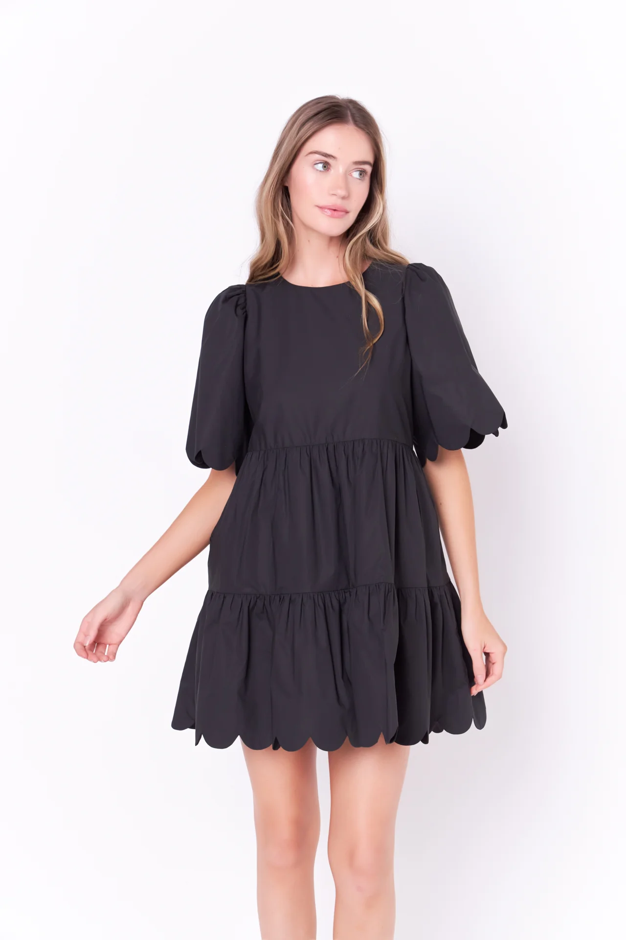 Scallop Detail Tiered Mini Dress - Image 21