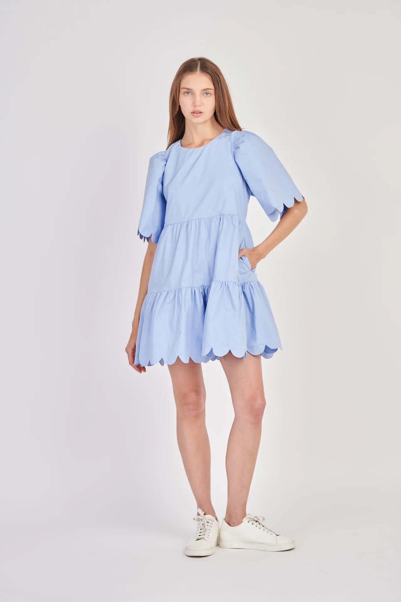 Scallop Detail Tiered Mini Dress - Image 22
