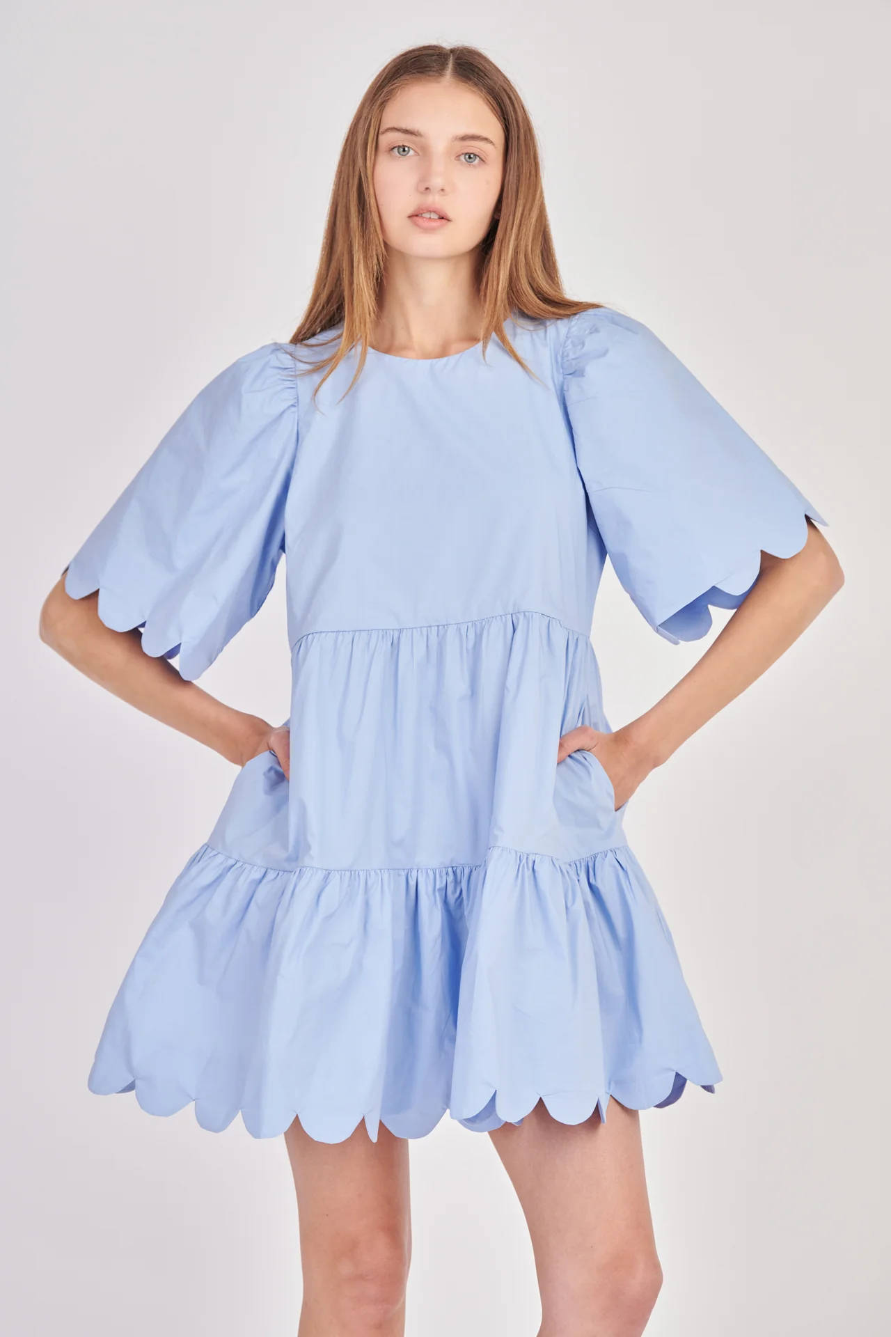 Scallop Detail Tiered Mini Dress - Image 26