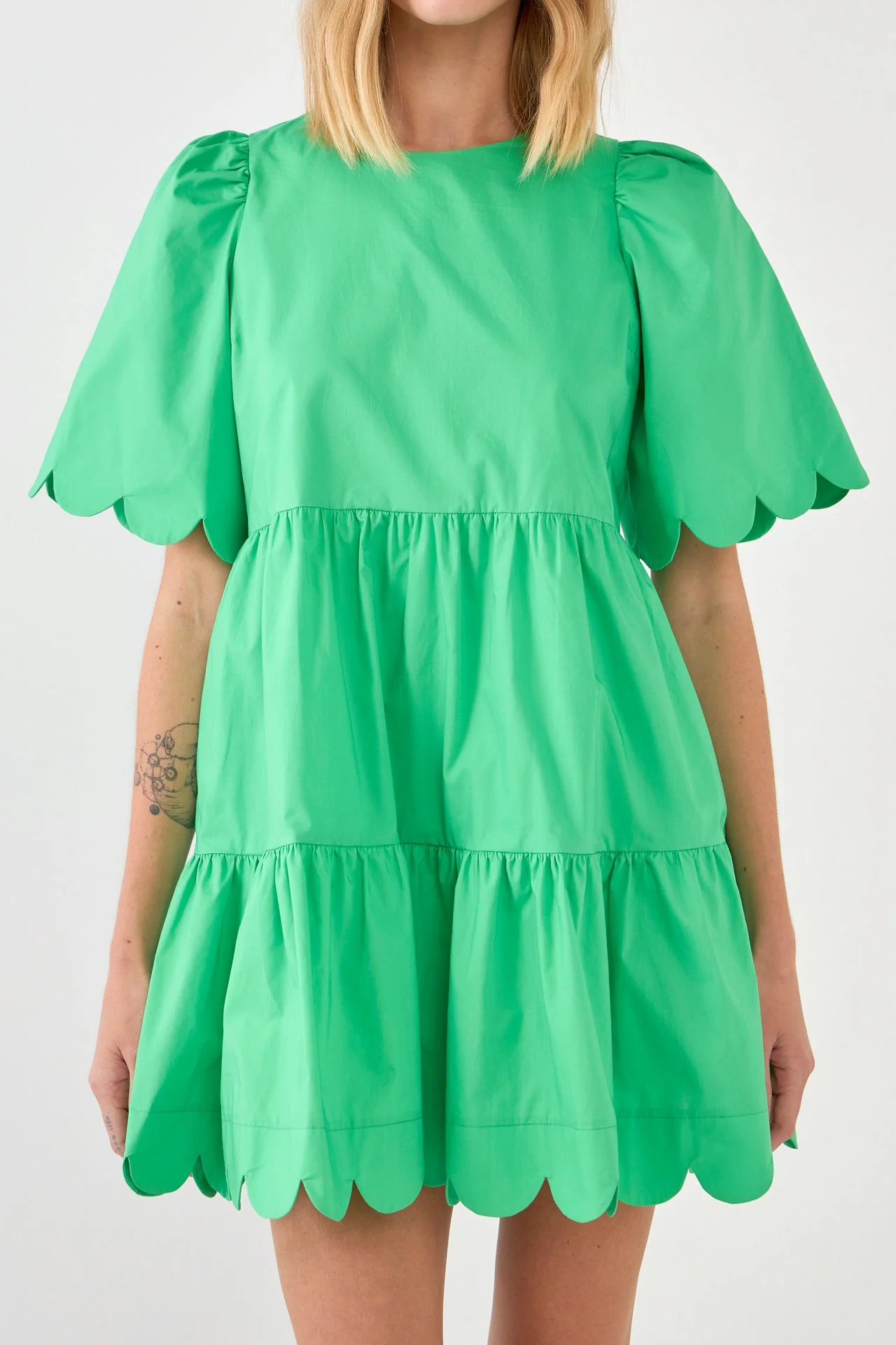 Scallop Detail Tiered Mini Dress - Image 28
