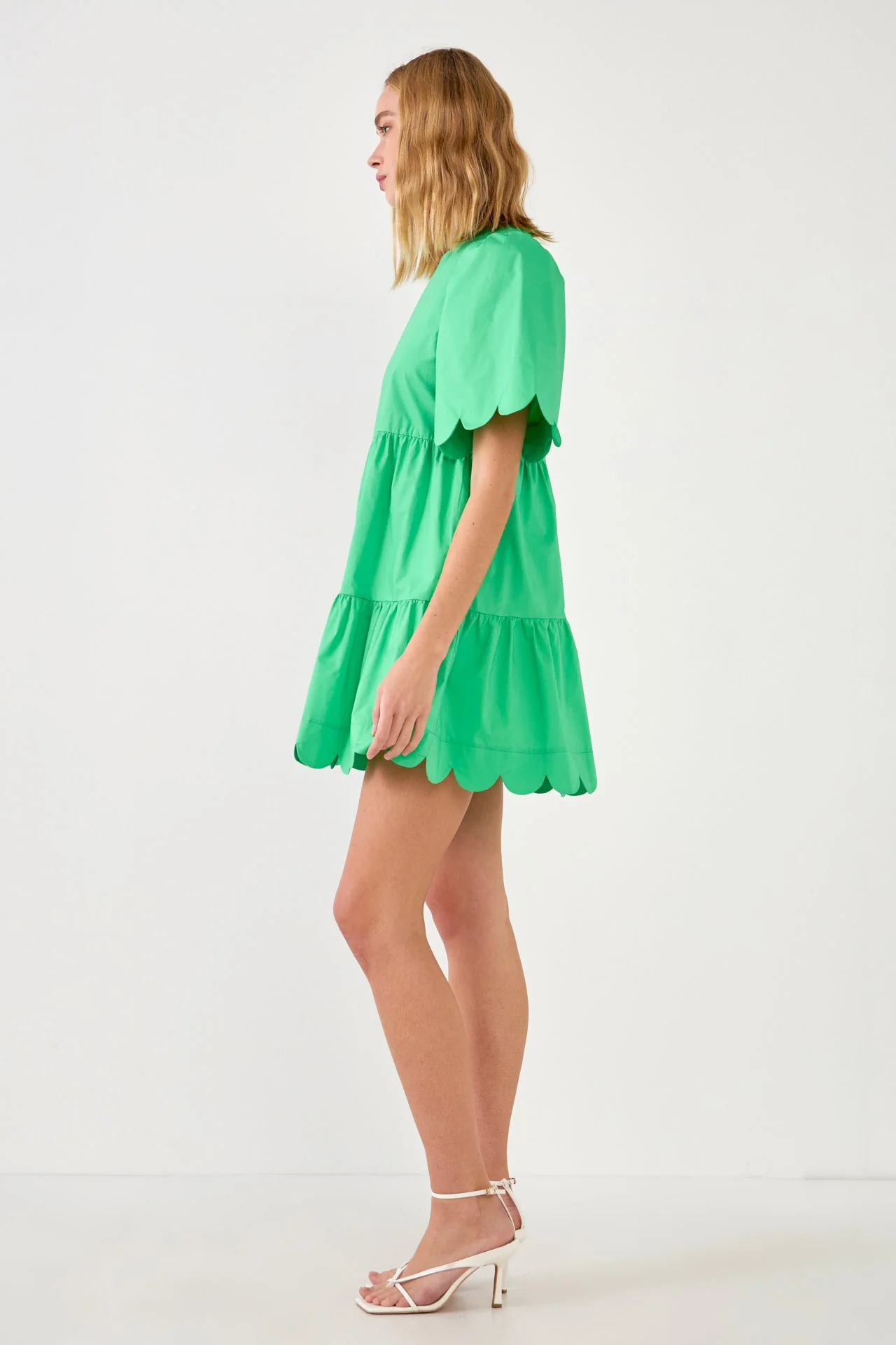 Scallop Detail Tiered Mini Dress - Image 29