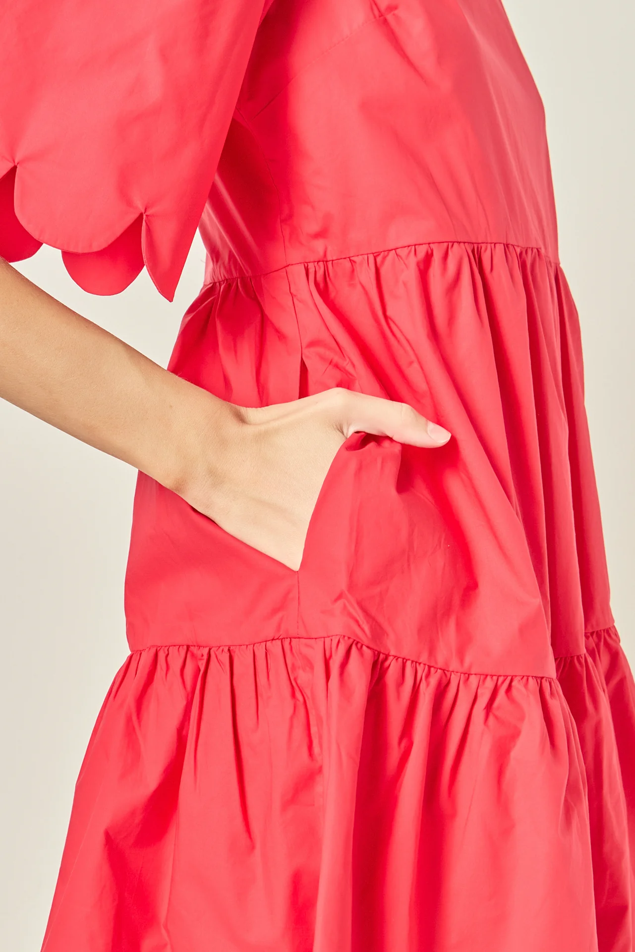 Scallop Detail Tiered Mini Dress - Image 3
