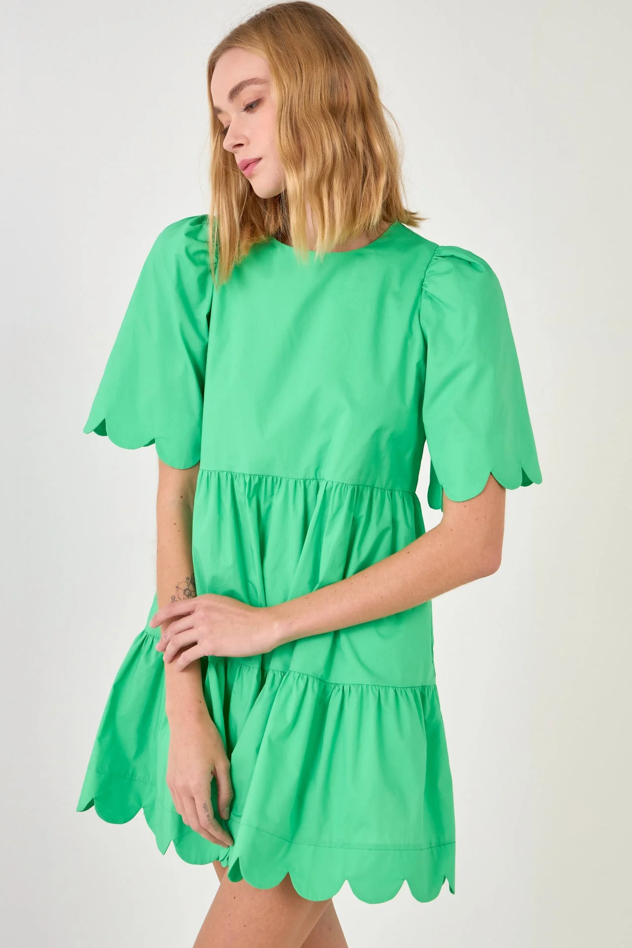 Scallop Detail Tiered Mini Dress - Image 31