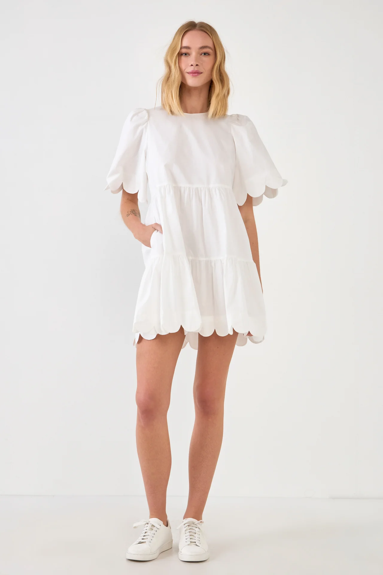 Scallop Detail Tiered Mini Dress - Image 32