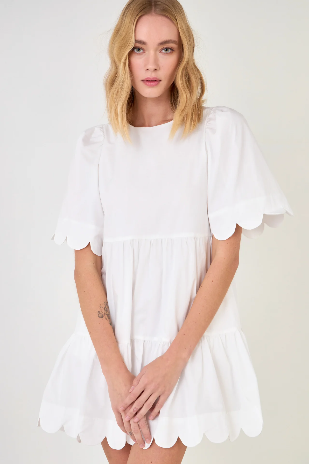Scallop Detail Tiered Mini Dress - Image 36