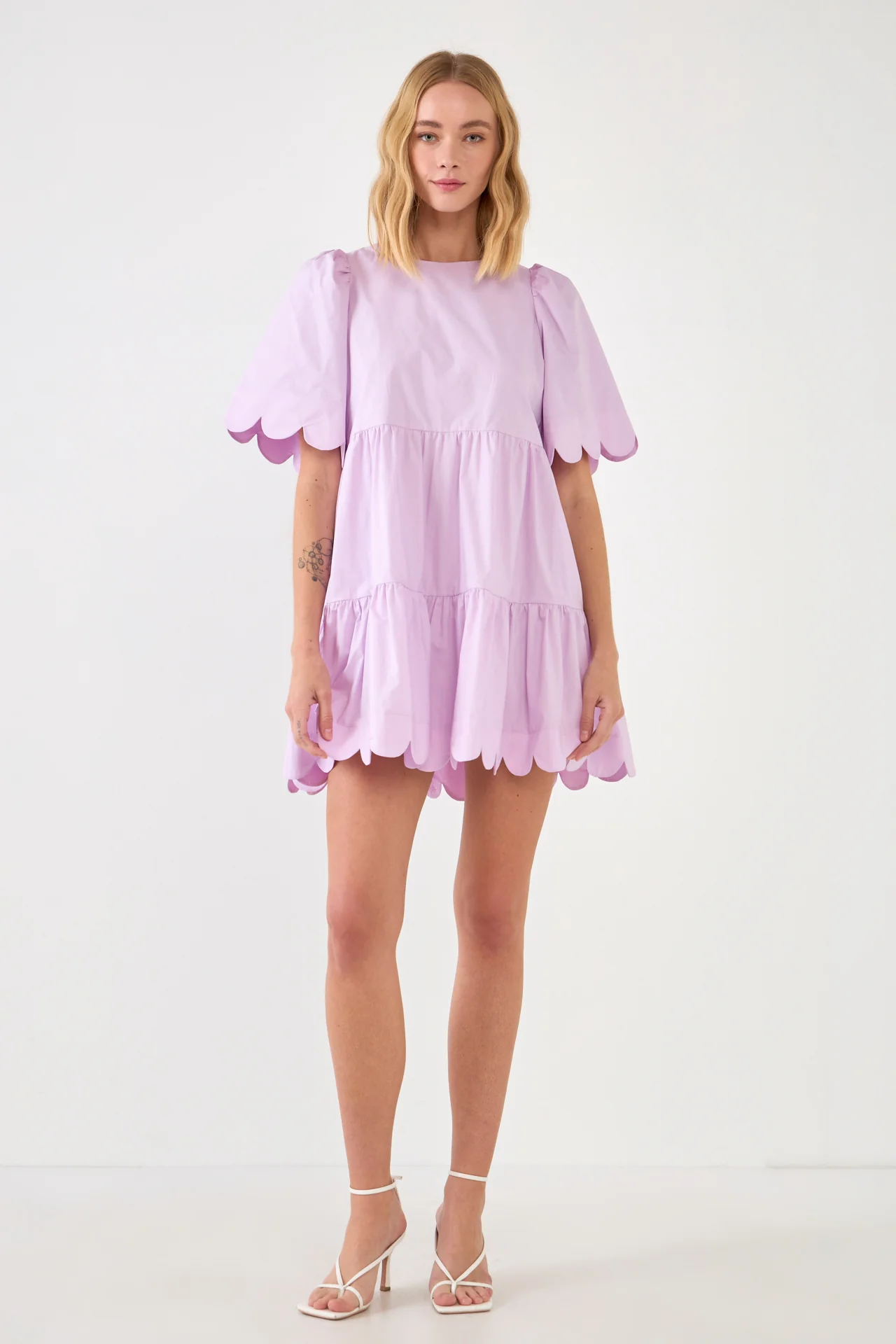Scallop Detail Tiered Mini Dress - Image 37