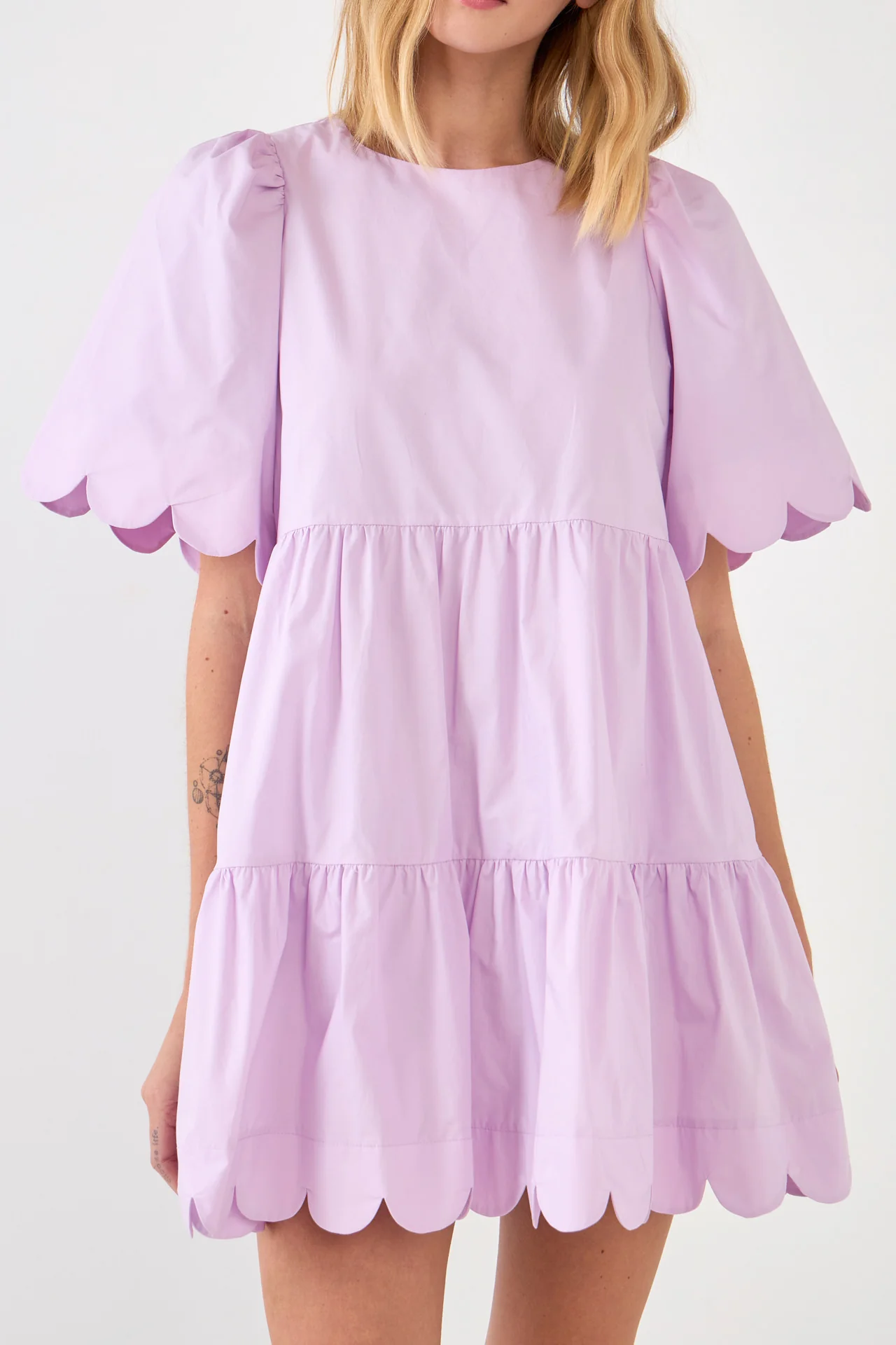Scallop Detail Tiered Mini Dress - Image 38