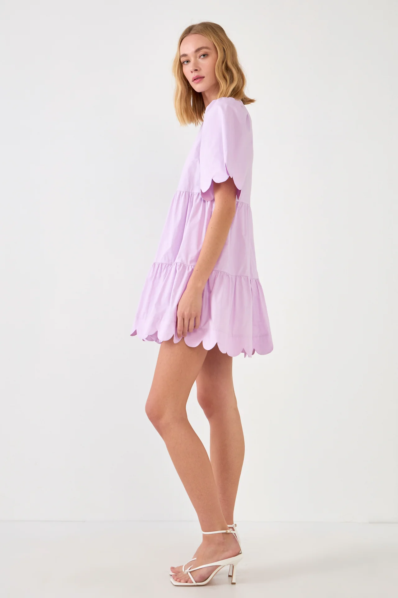 Scallop Detail Tiered Mini Dress - Image 39