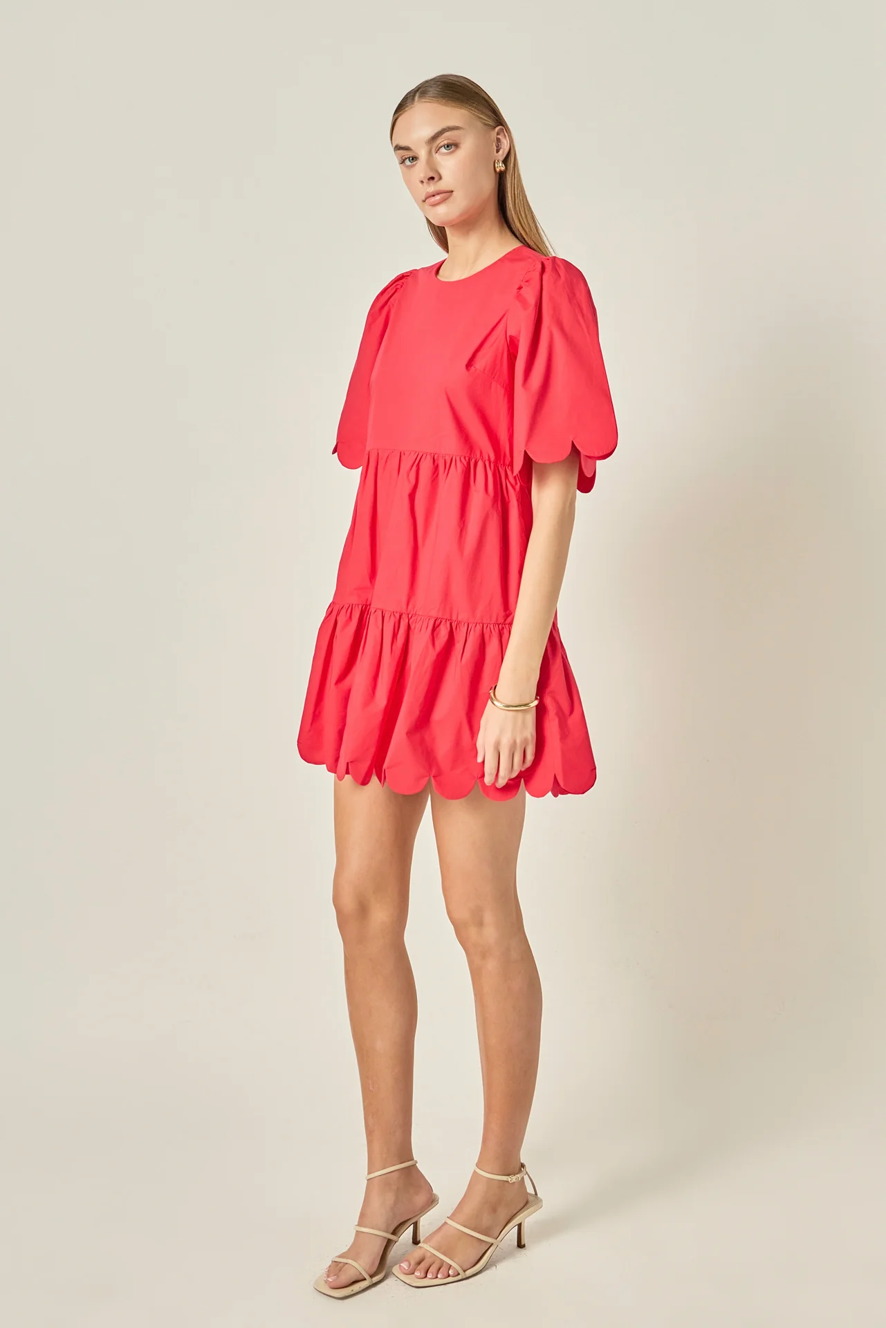 Scallop Detail Tiered Mini Dress - Image 4