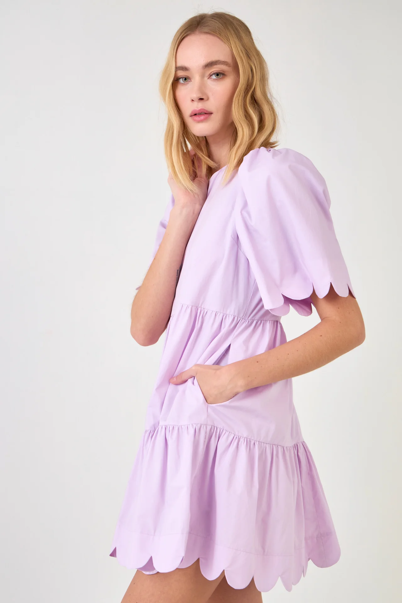 Scallop Detail Tiered Mini Dress - Image 41
