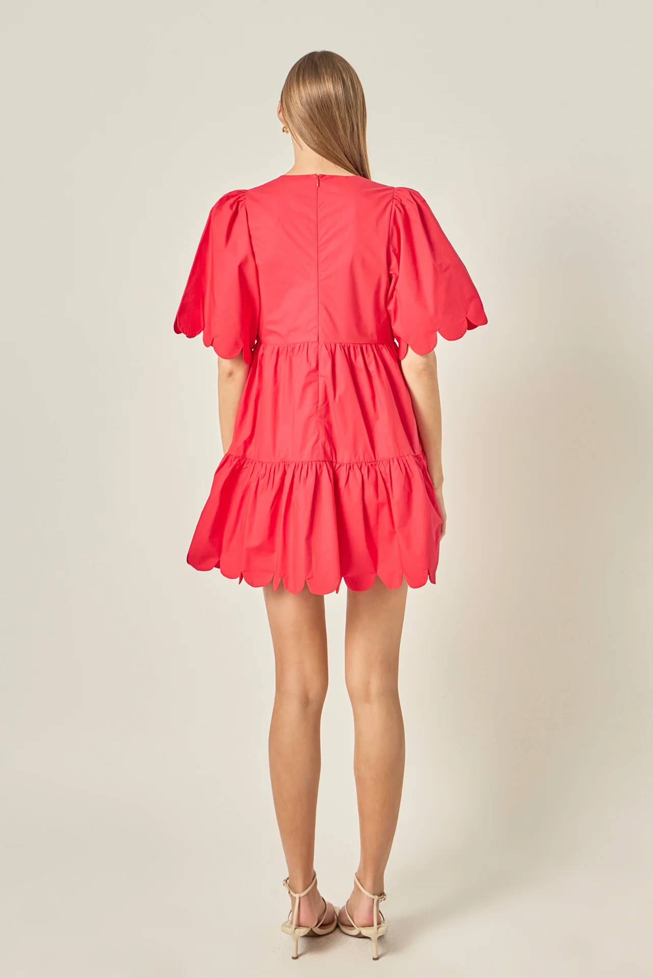 Scallop Detail Tiered Mini Dress - Image 5