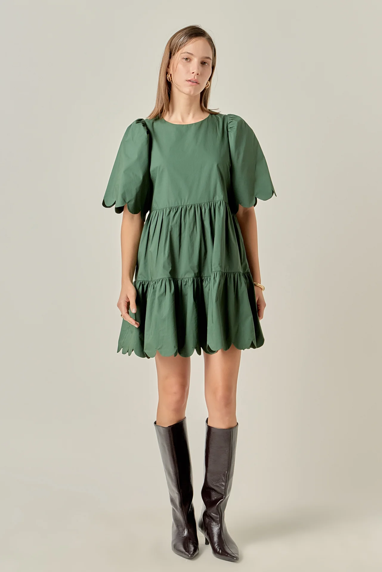 Scallop Detail Tiered Mini Dress - Image 7