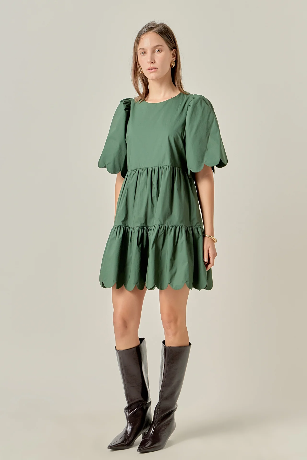 Scallop Detail Tiered Mini Dress - Image 9