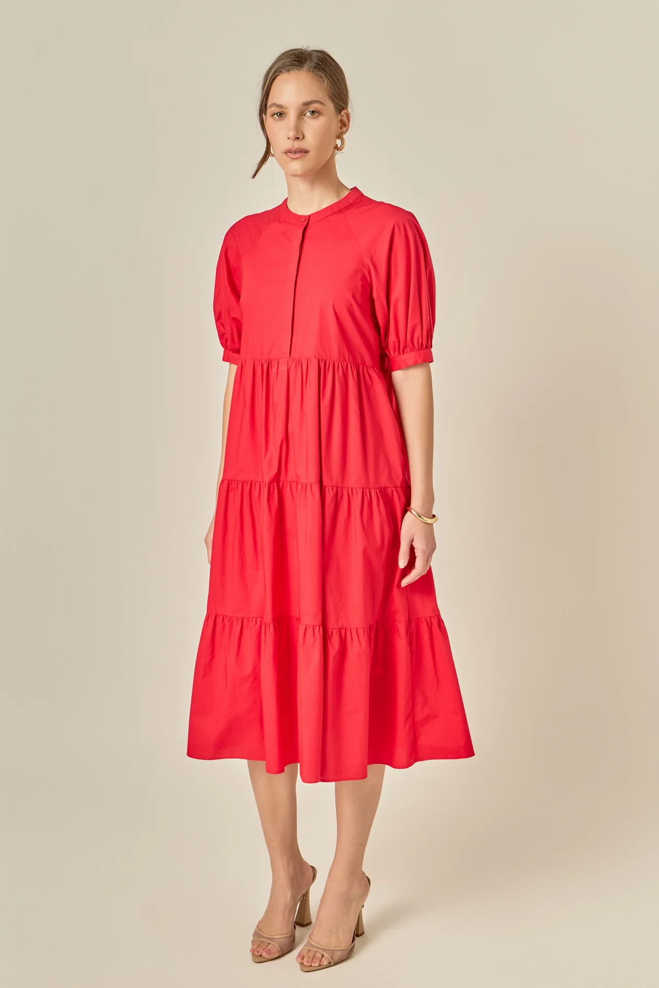 Short Puff Sleeve Midi Dress - Image 10