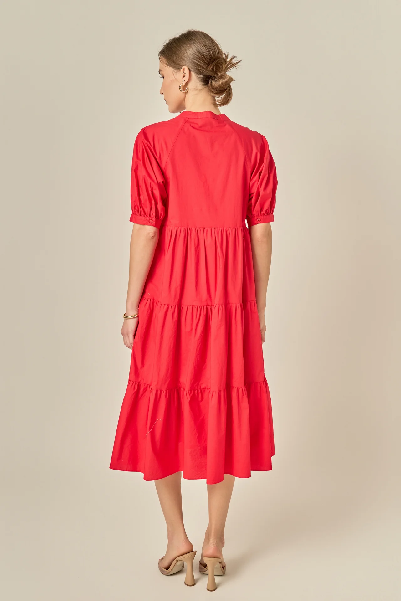 Short Puff Sleeve Midi Dress - Image 11