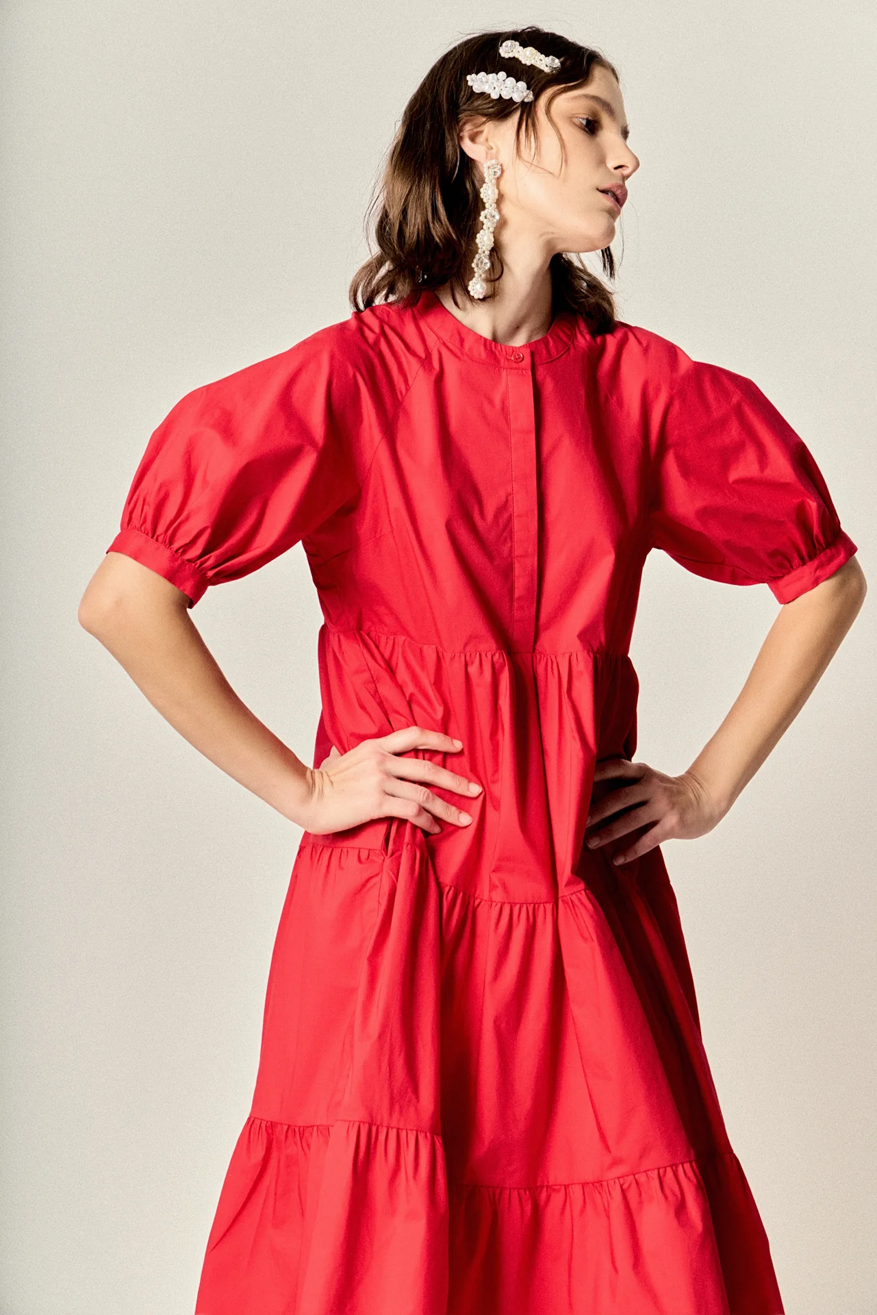 Short Puff Sleeve Midi Dress - Image 13