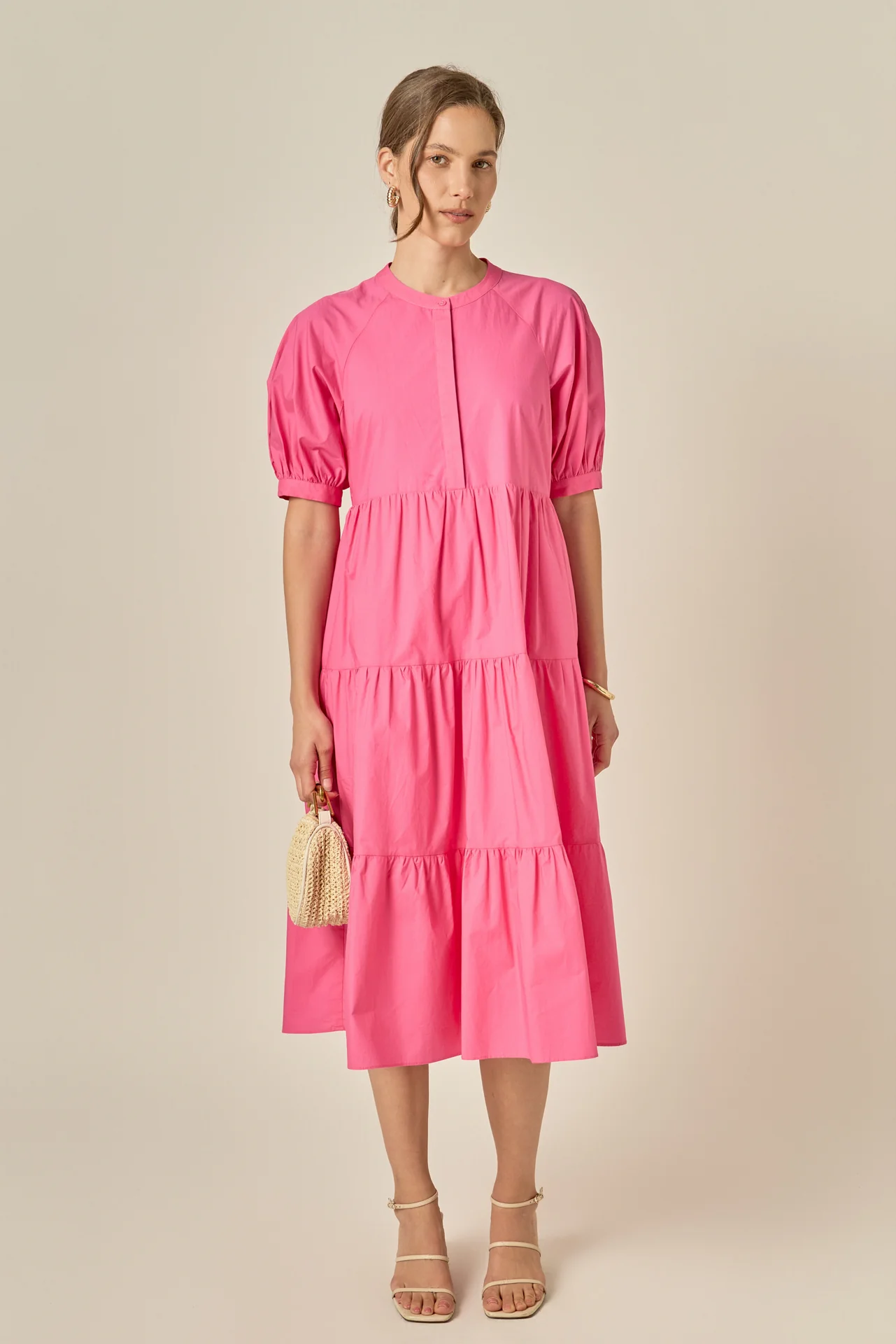 Short Puff Sleeve Midi Dress - Image 15