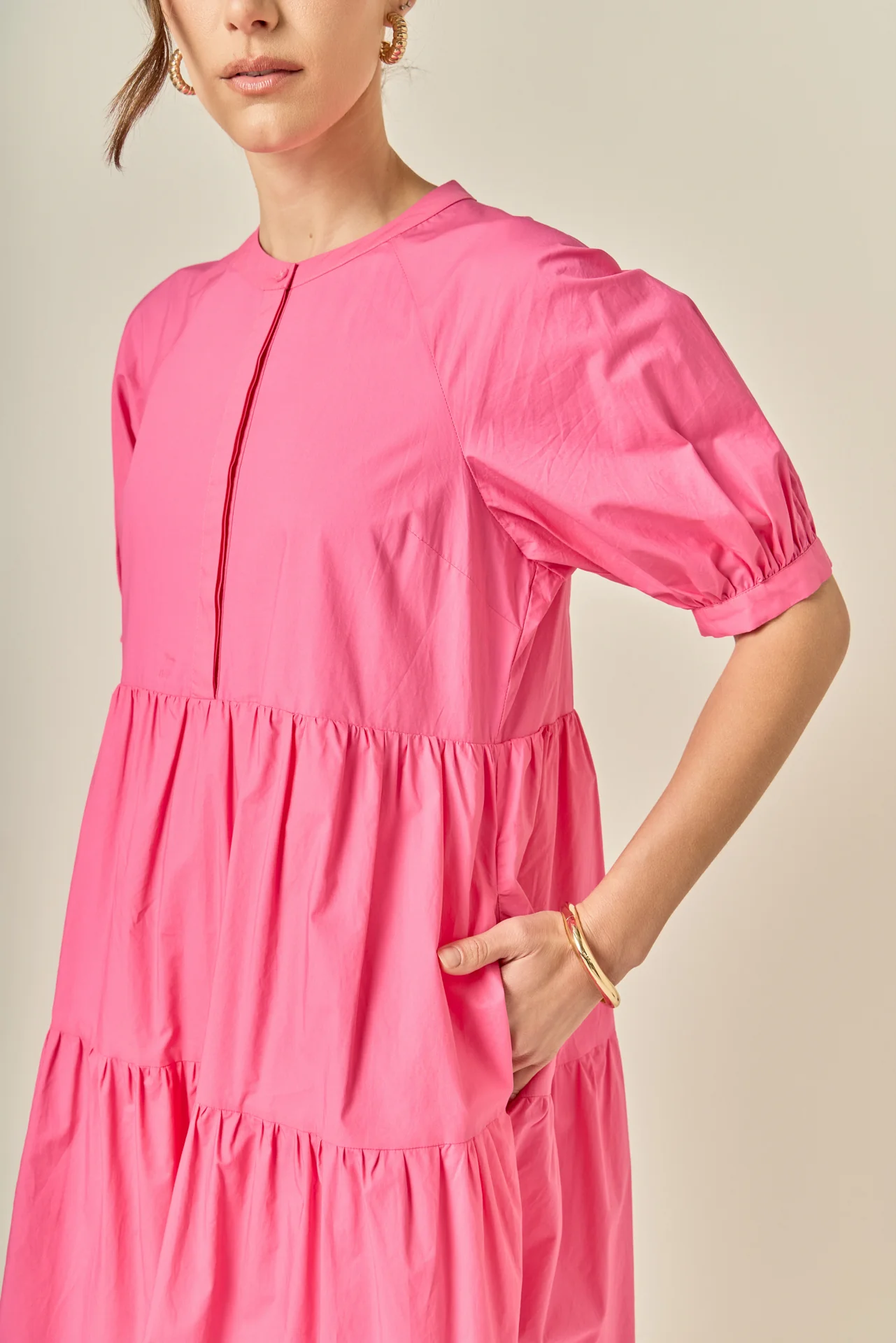 Short Puff Sleeve Midi Dress - Image 17