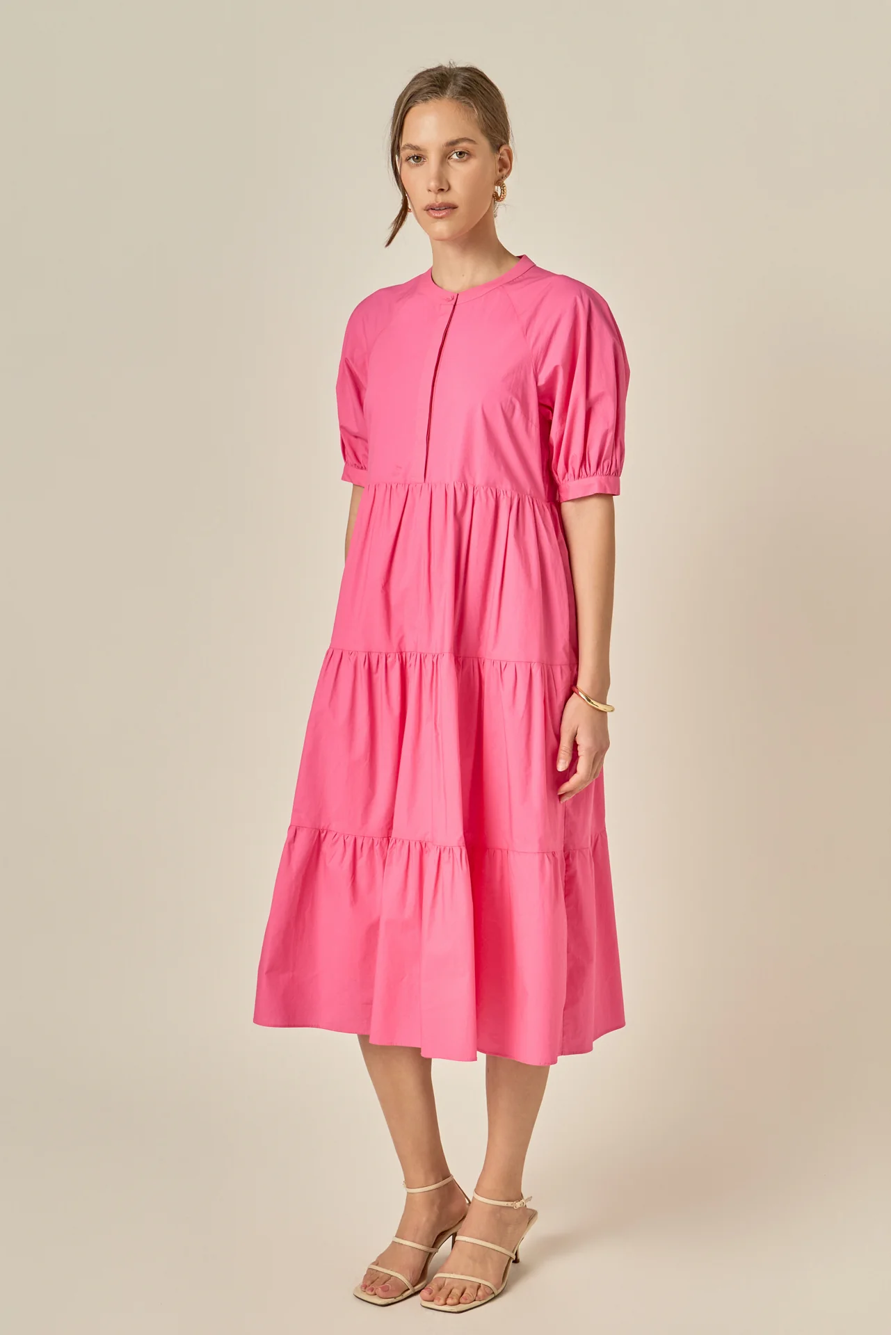 Short Puff Sleeve Midi Dress - Image 18