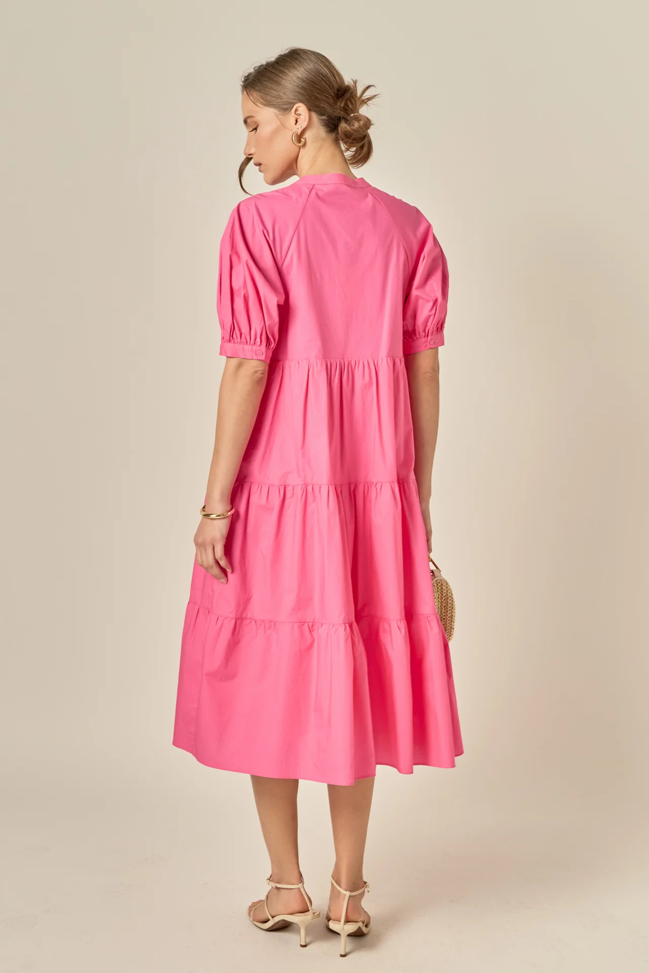 Short Puff Sleeve Midi Dress - Image 19