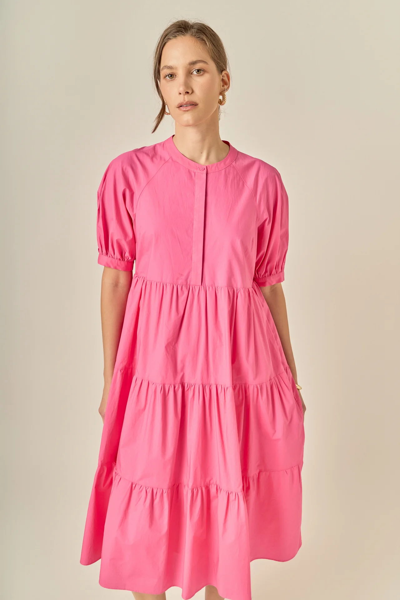 Short Puff Sleeve Midi Dress - Image 20