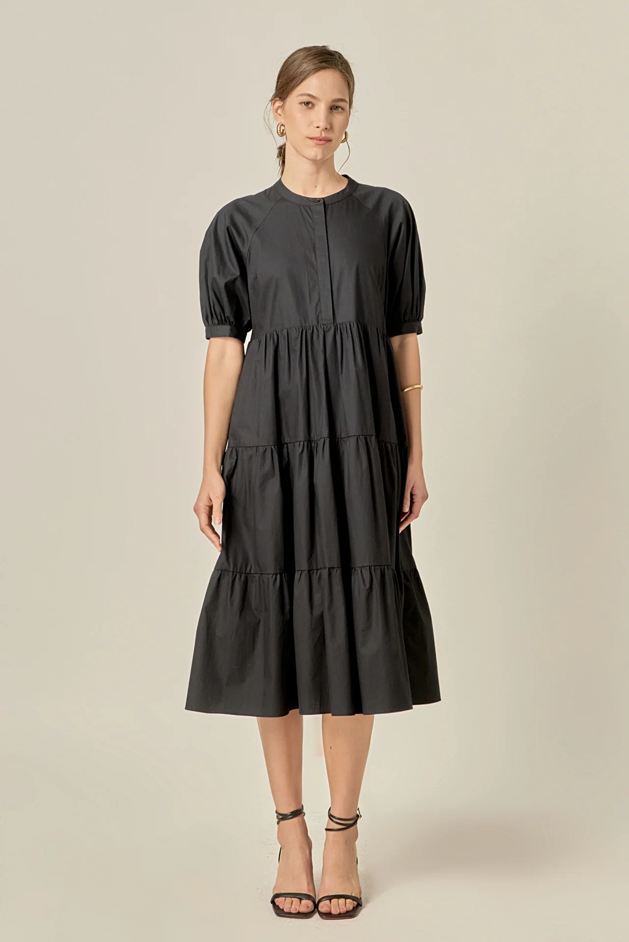 Short Puff Sleeve Midi Dress - Image 22