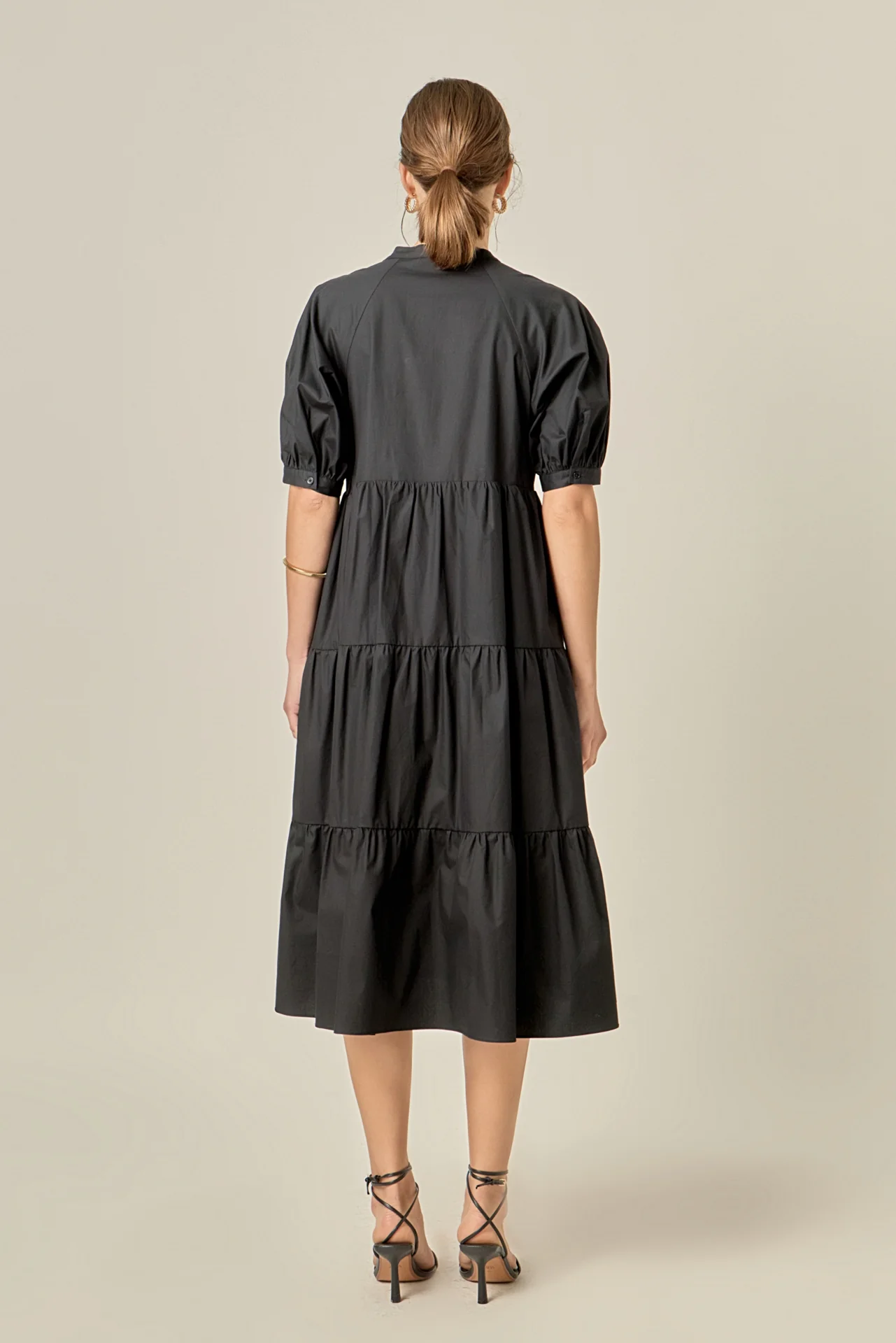Short Puff Sleeve Midi Dress - Image 26