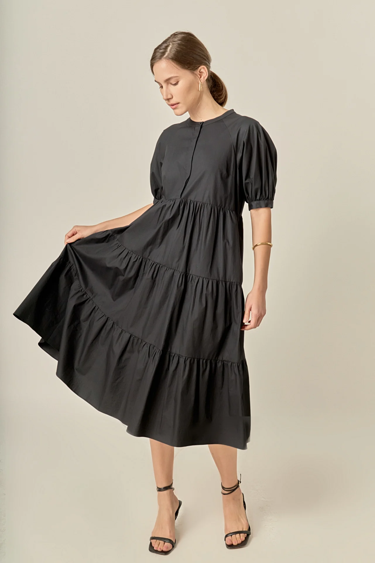 Short Puff Sleeve Midi Dress - Image 27