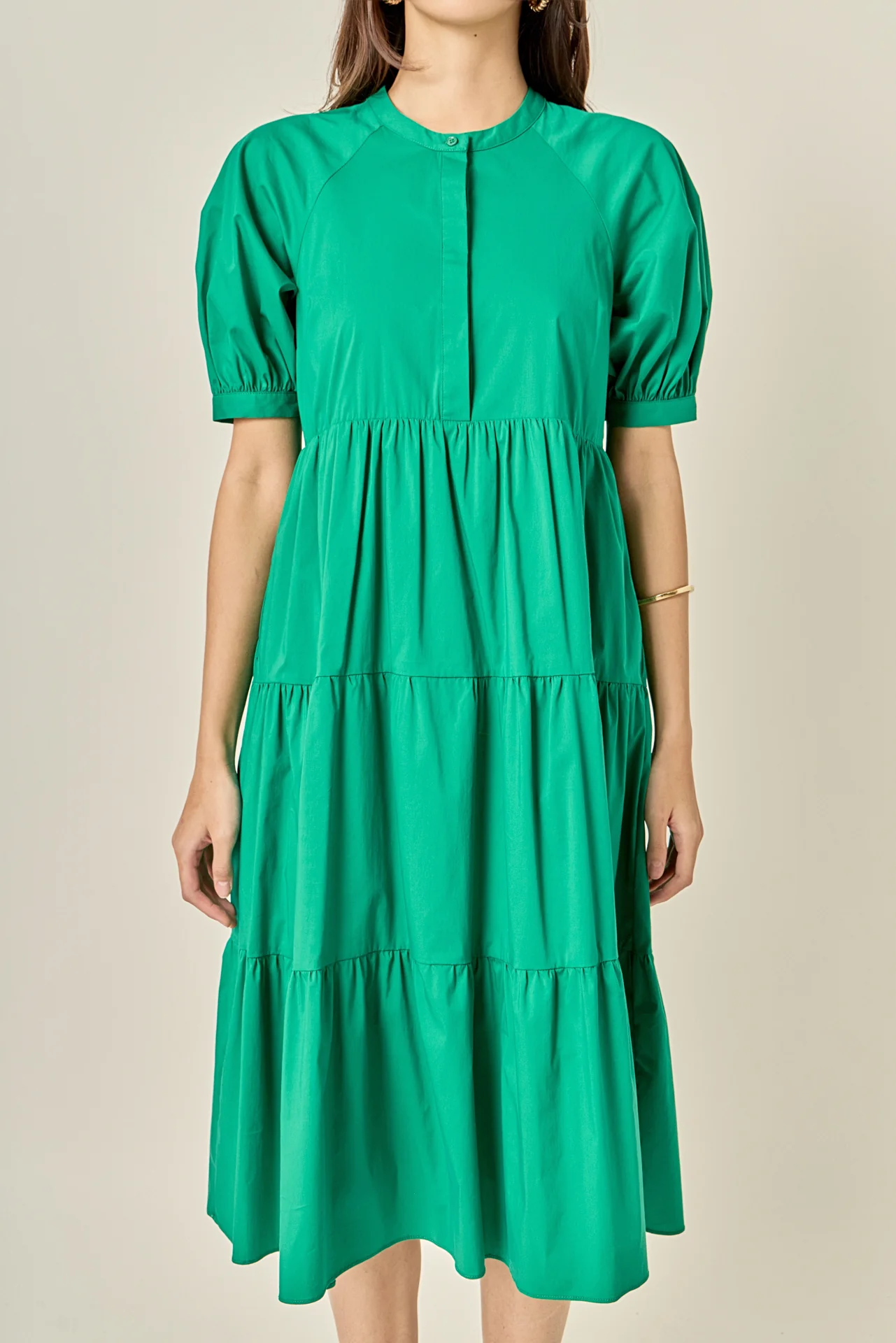 Short Puff Sleeve Midi Dress - Image 29