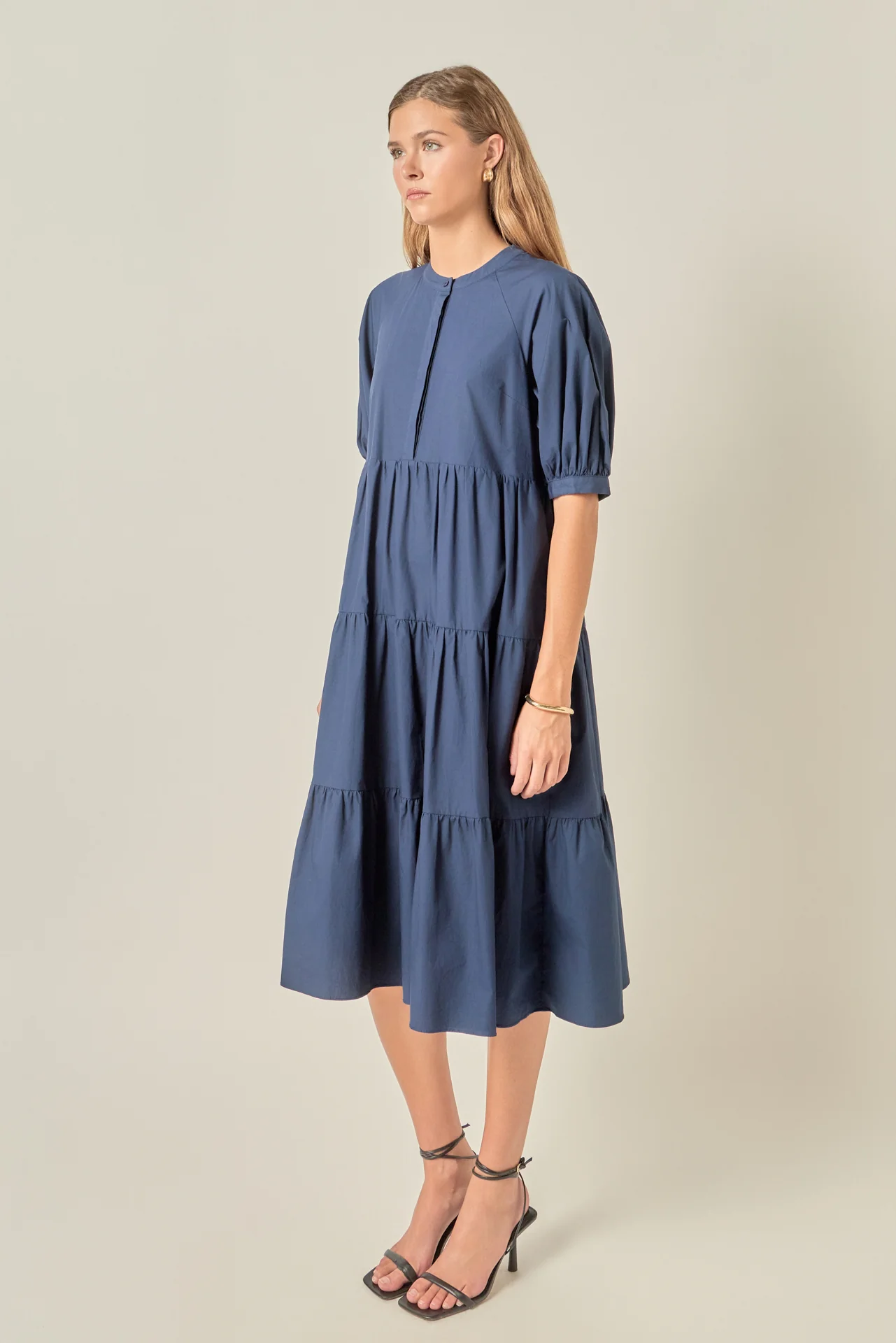 Short Puff Sleeve Midi Dress - Image 3