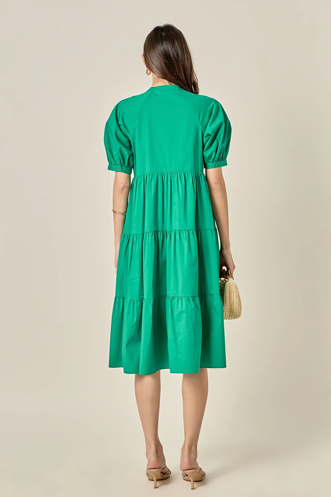Short Puff Sleeve Midi Dress - Image 31