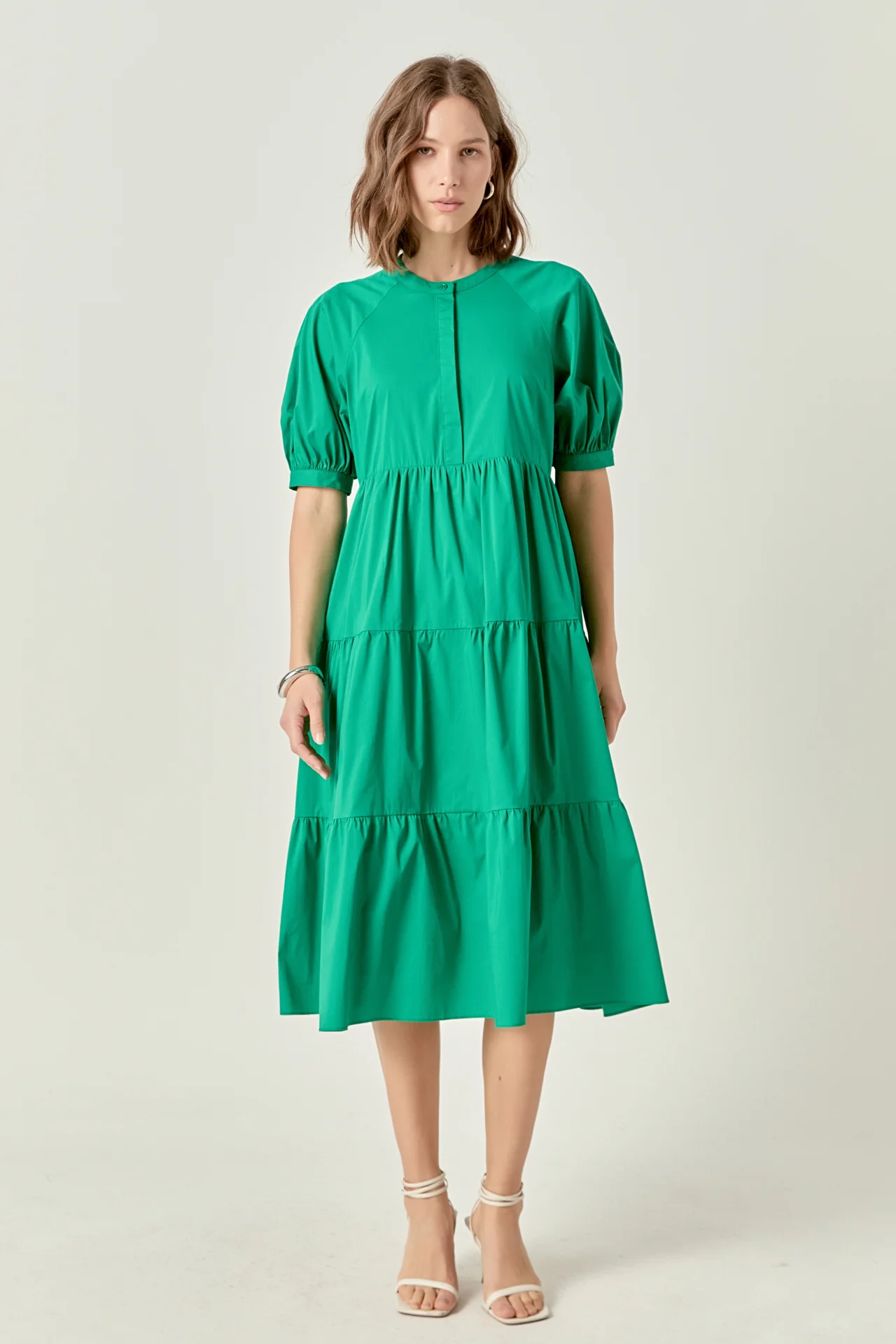 Short Puff Sleeve Midi Dress - Image 33