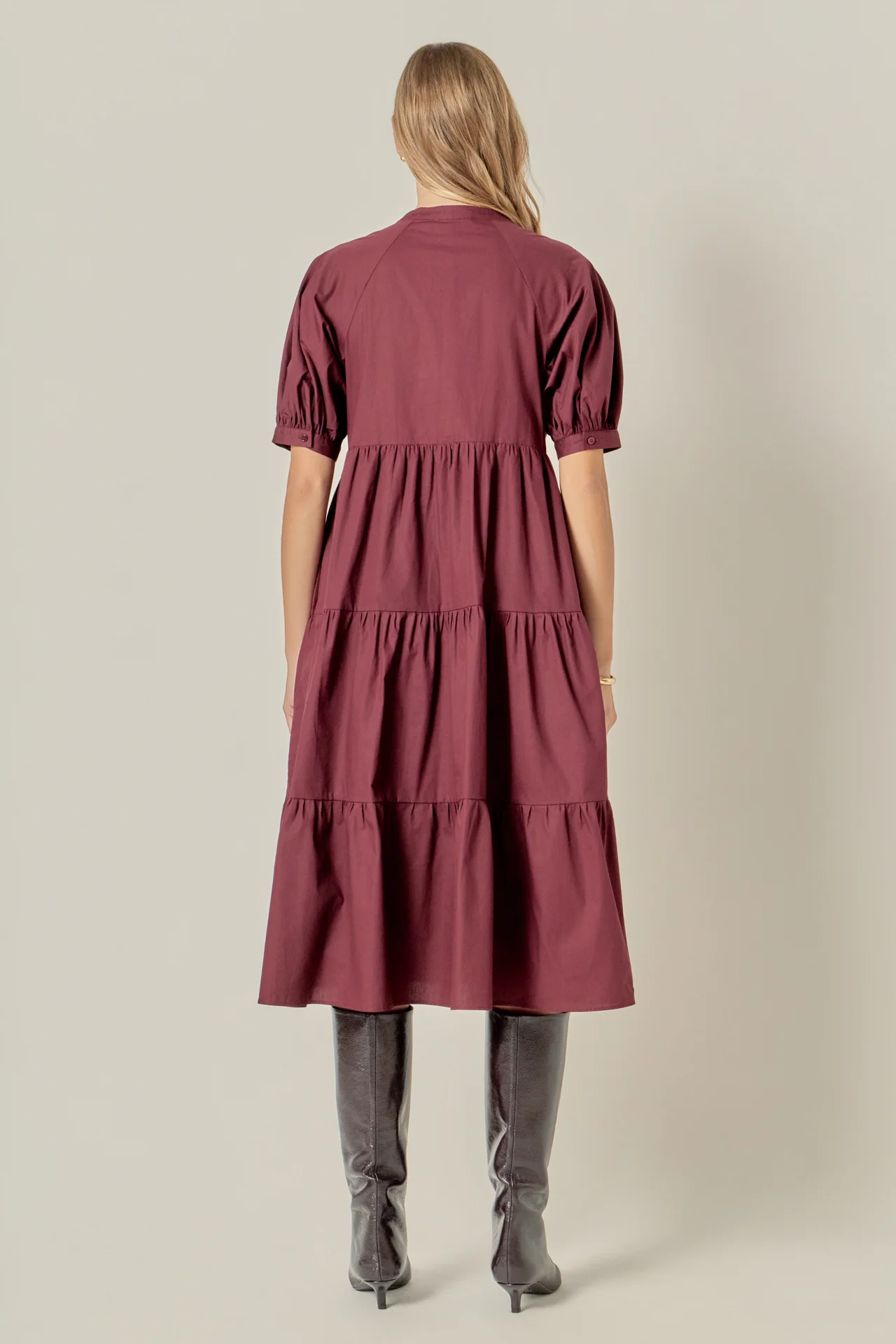 Short Puff Sleeve Midi Dress - Image 37