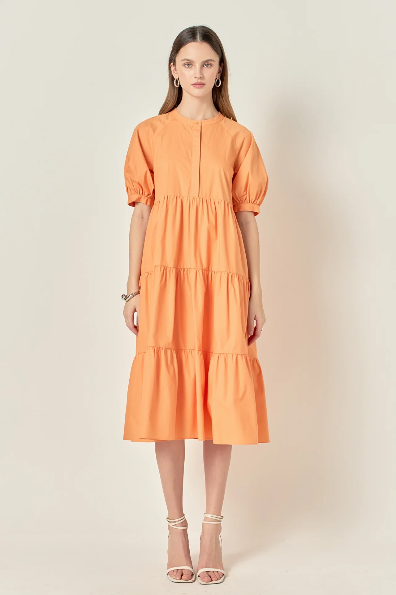 Short Puff Sleeve Midi Dress - Image 39