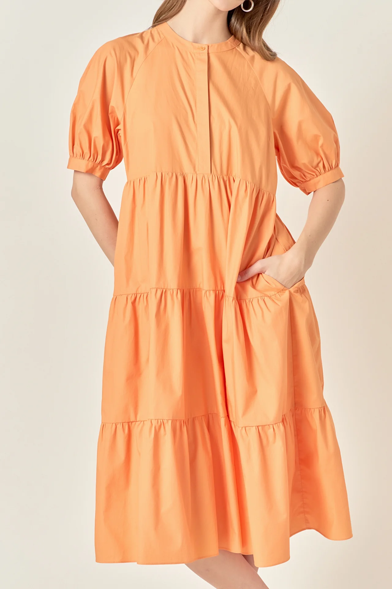 Short Puff Sleeve Midi Dress - Image 40