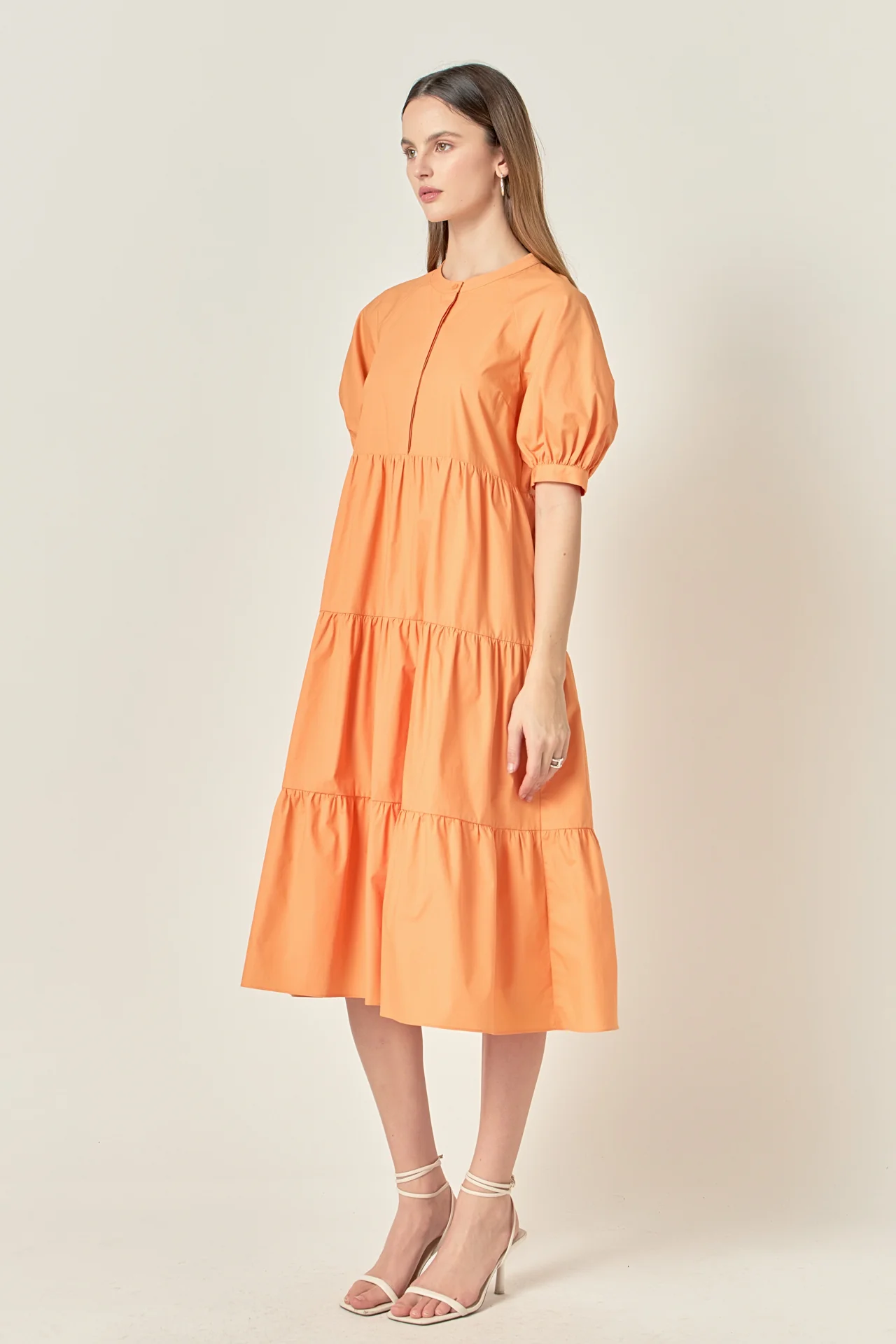 Short Puff Sleeve Midi Dress - Image 41