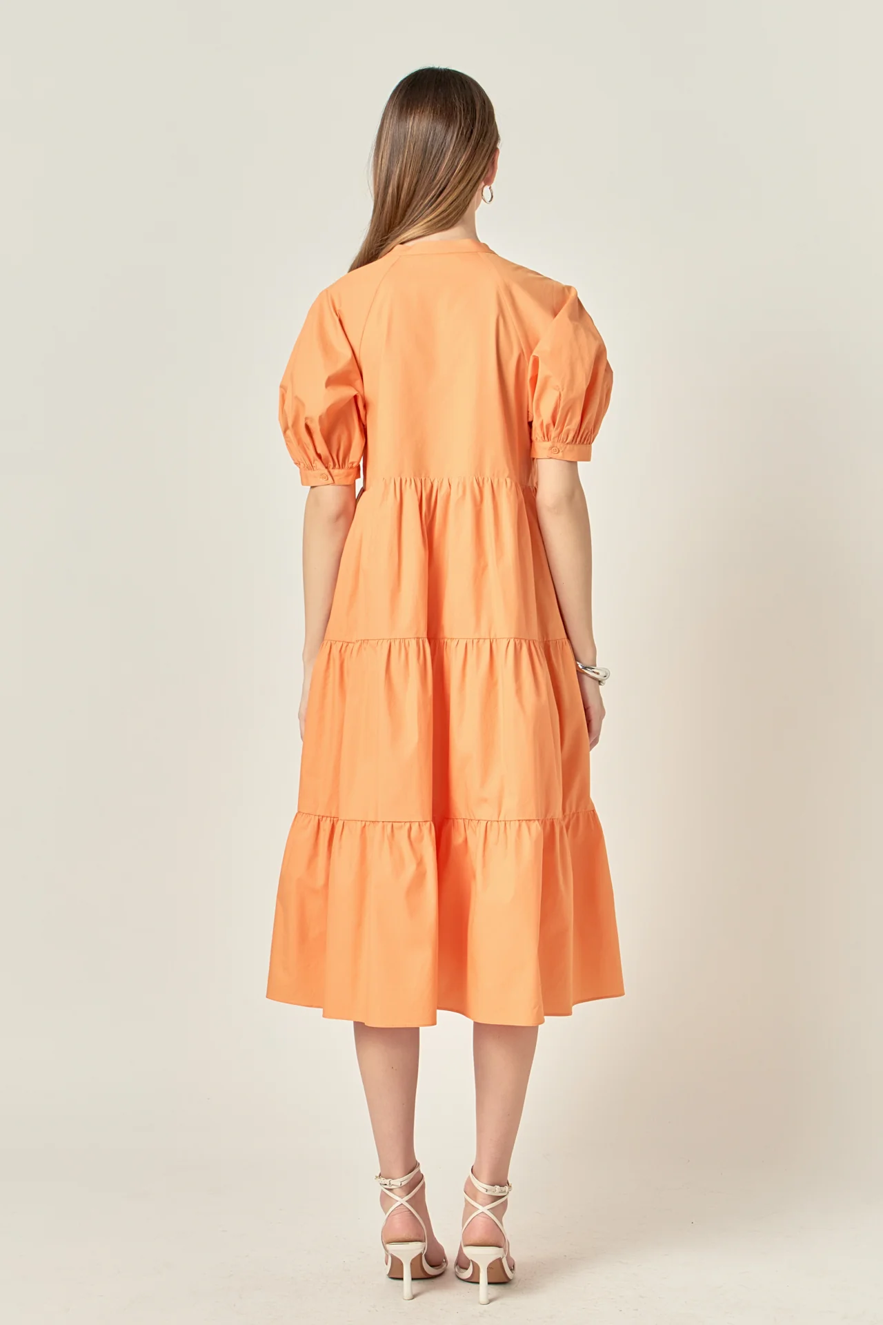 Short Puff Sleeve Midi Dress - Image 42
