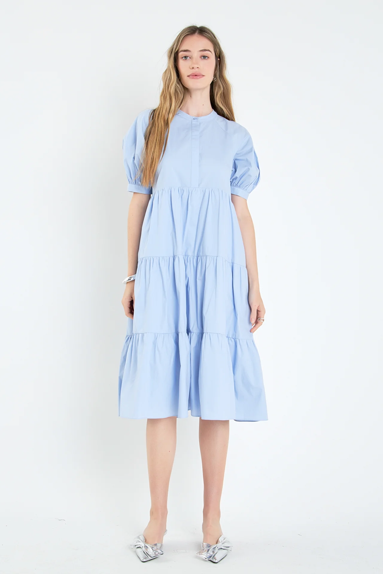Short Puff Sleeve Midi Dress - Image 44