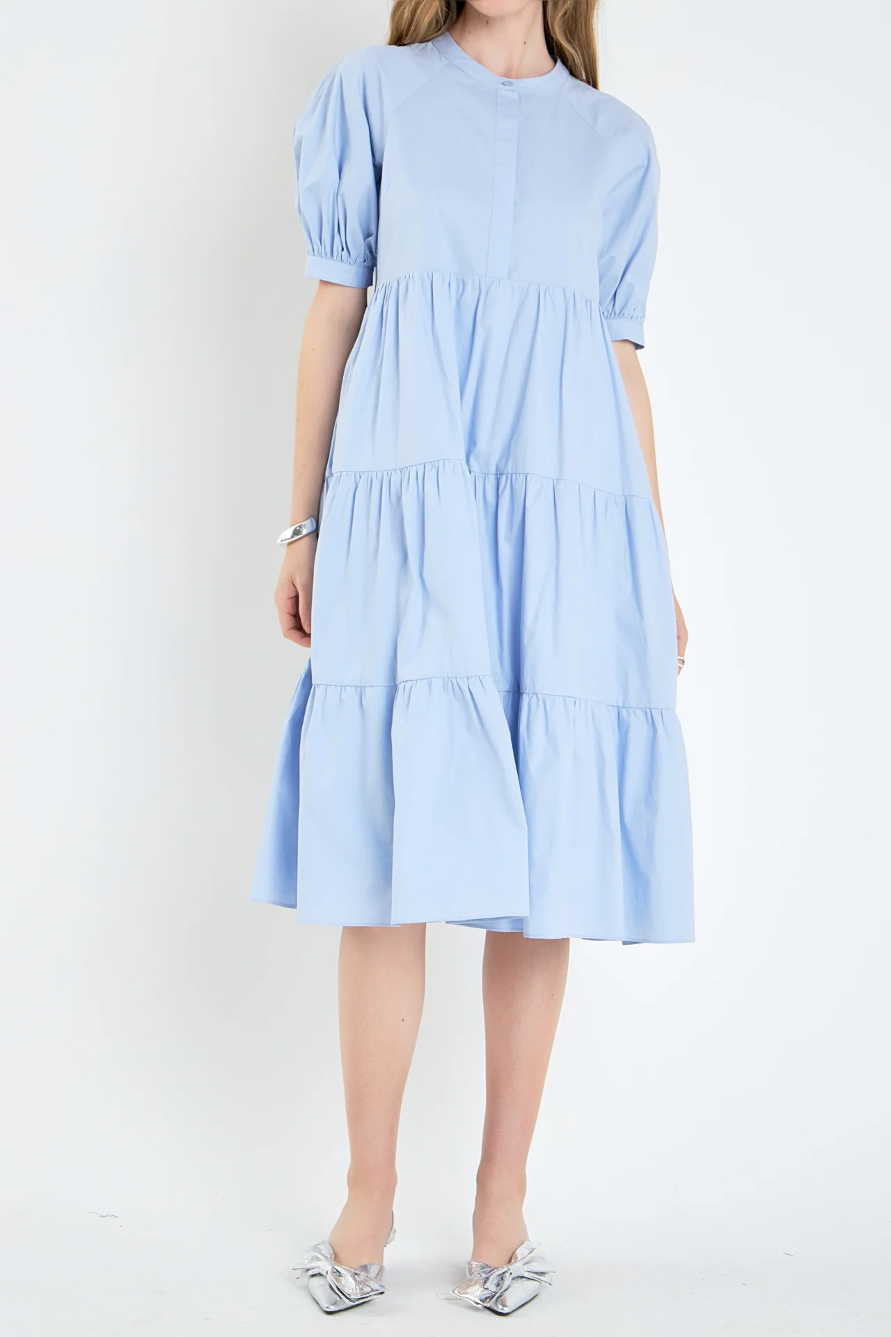 Short Puff Sleeve Midi Dress - Image 45