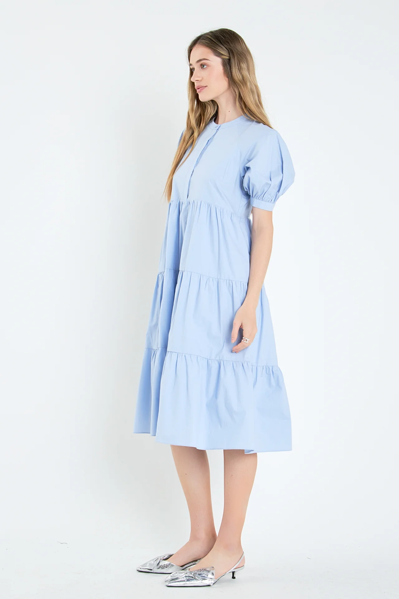 Short Puff Sleeve Midi Dress - Image 46