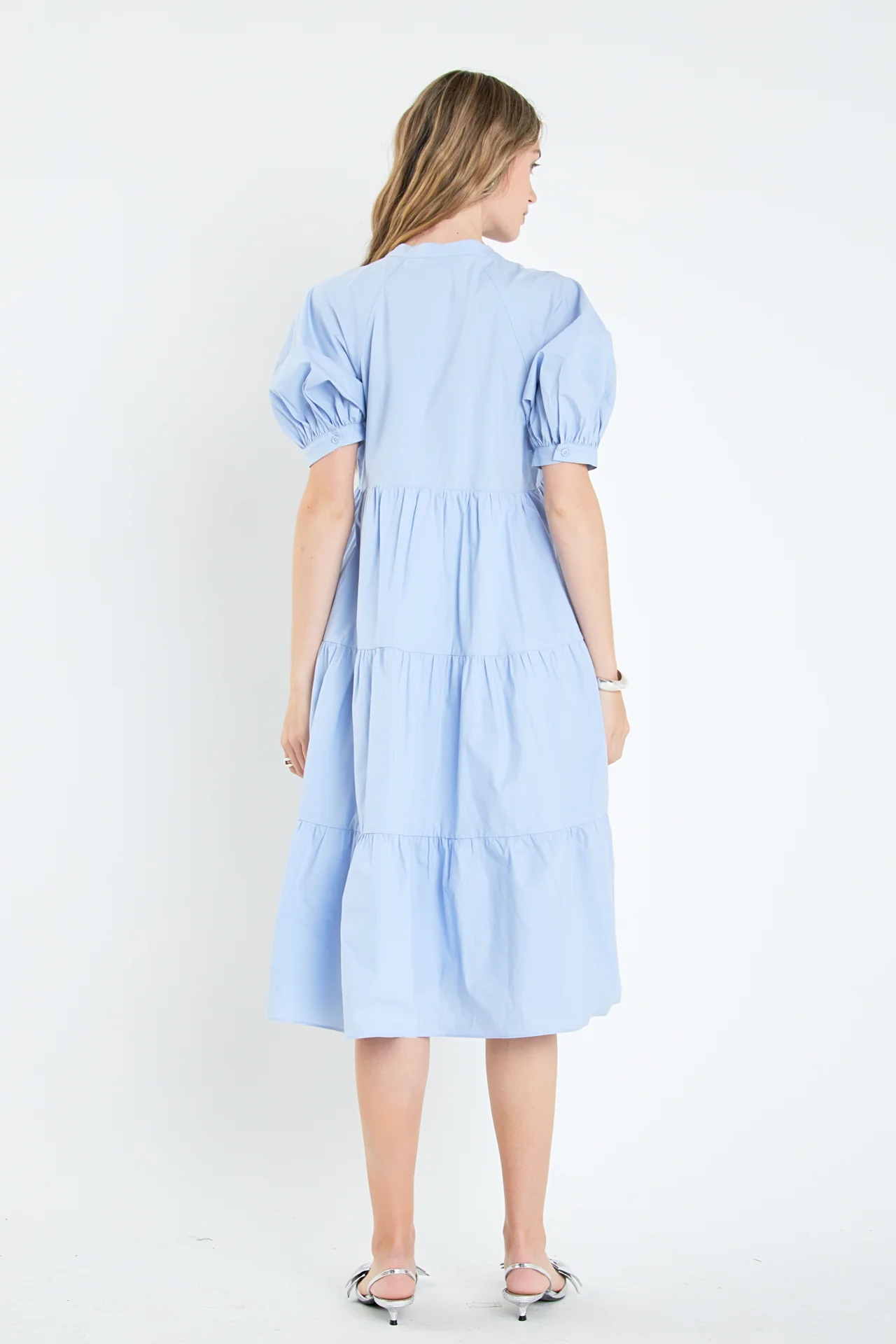 Short Puff Sleeve Midi Dress - Image 47