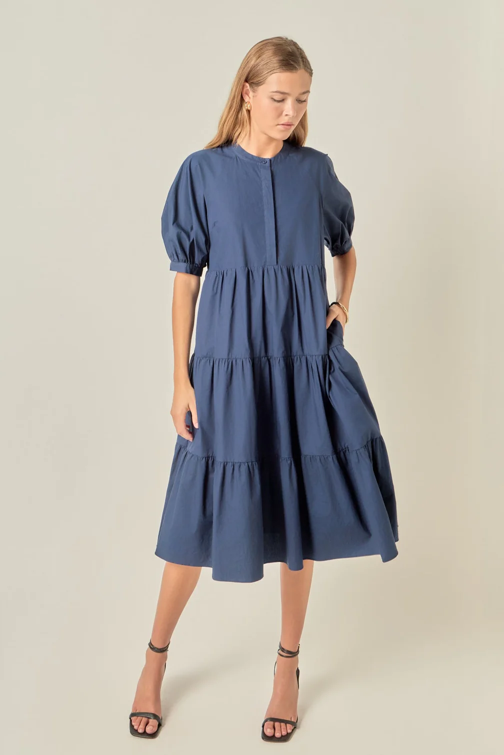 Short Puff Sleeve Midi Dress - Image 5