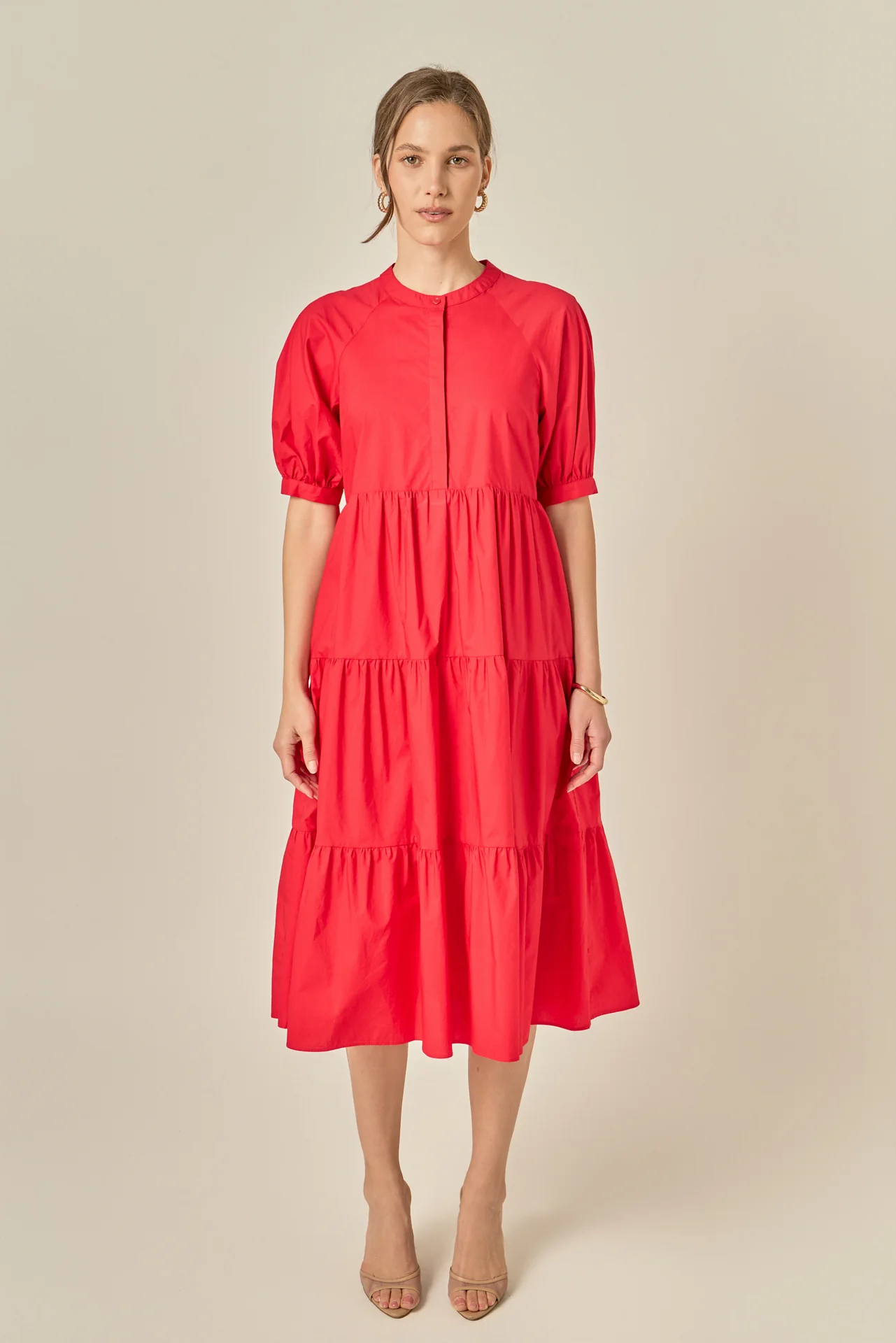 Short Puff Sleeve Midi Dress - Image 7
