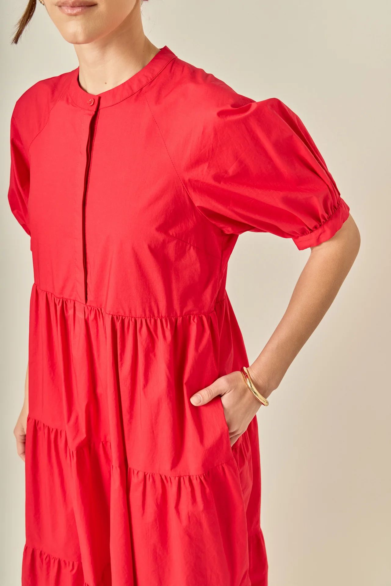 Short Puff Sleeve Midi Dress - Image 9