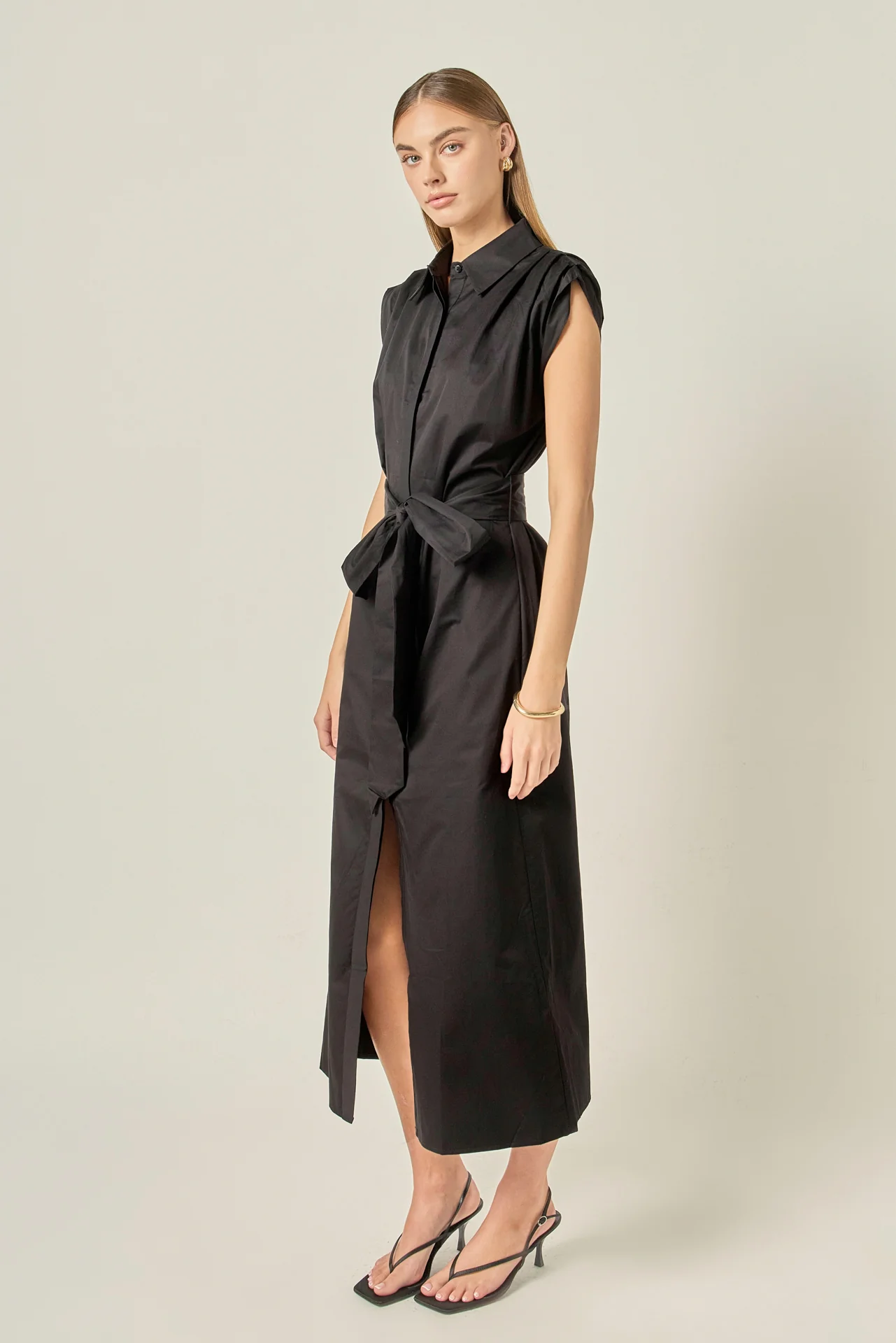 Sable Shoulder Pleated Button-Up Dress - Image 3
