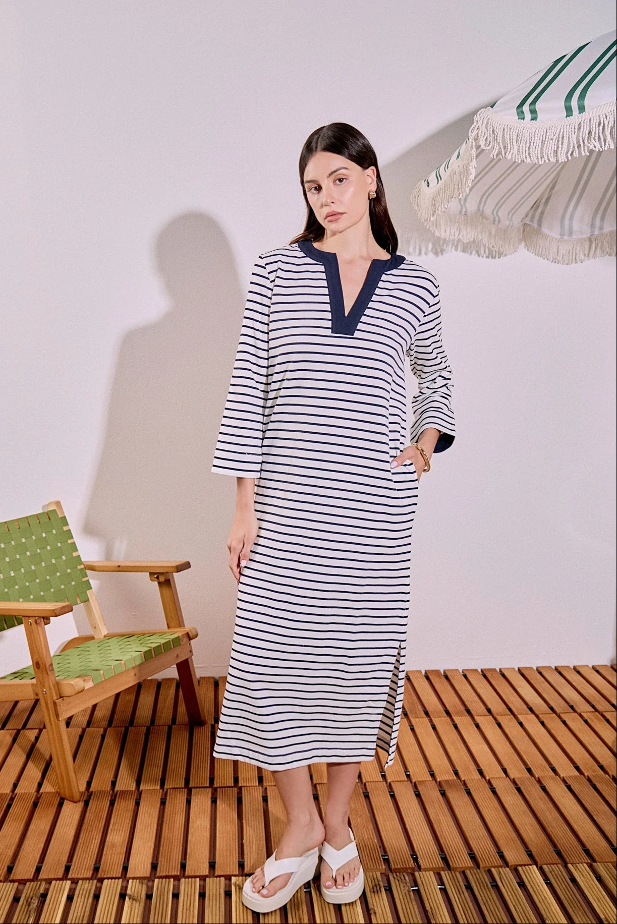 Stripe Jersey Midi Dress - Image 5